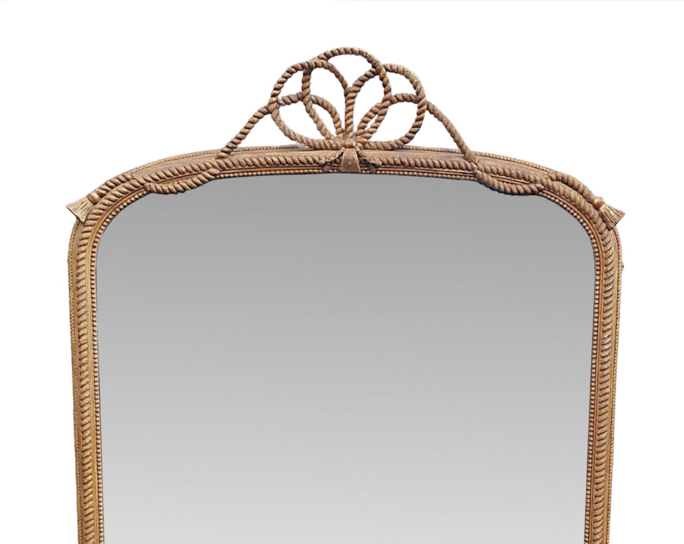 Anglais Exceptionnel miroir à trumeau en bois doré du 19ème siècle en vente
