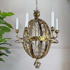 An Exceptional 19th Century Gothic Revival Wrought Iron and Brass Chandelier