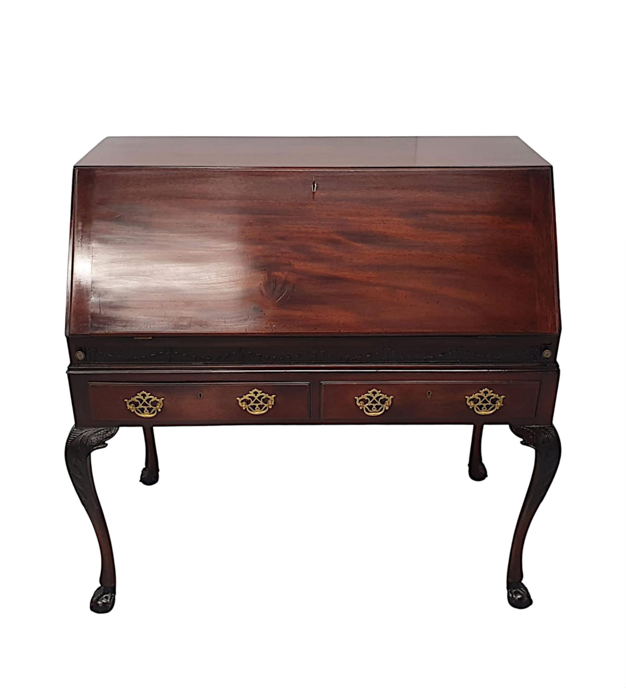 An Exceptional 19th Century Irish Fall Front Bureau by Butlers of Dublin For Sale 8