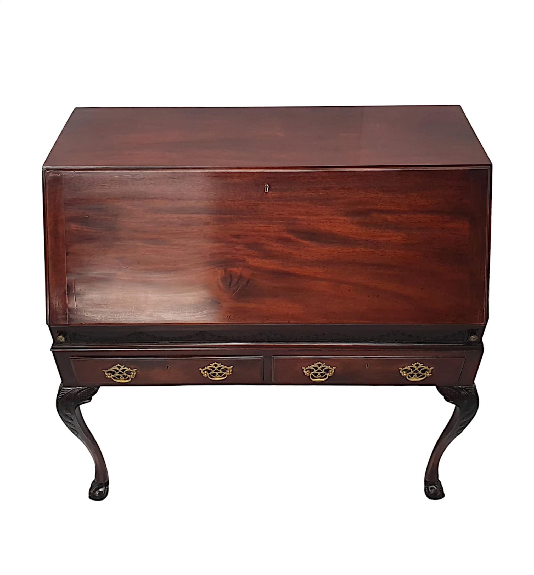 An Exceptional 19th Century Irish Fall Front Bureau by Butlers of Dublin For Sale 1