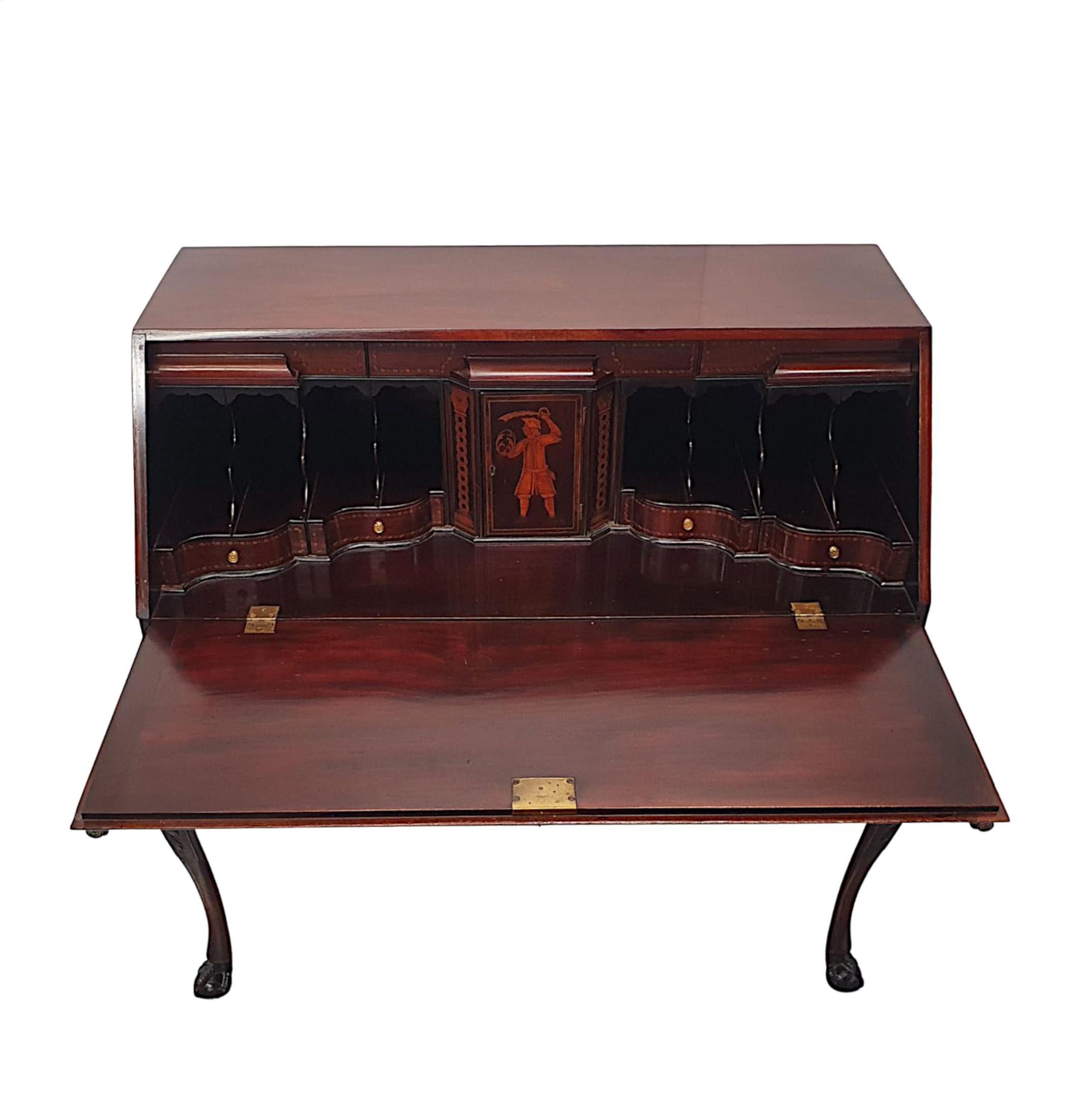 An Exceptional 19th Century Irish Fall Front Bureau by Butlers of Dublin For Sale 2