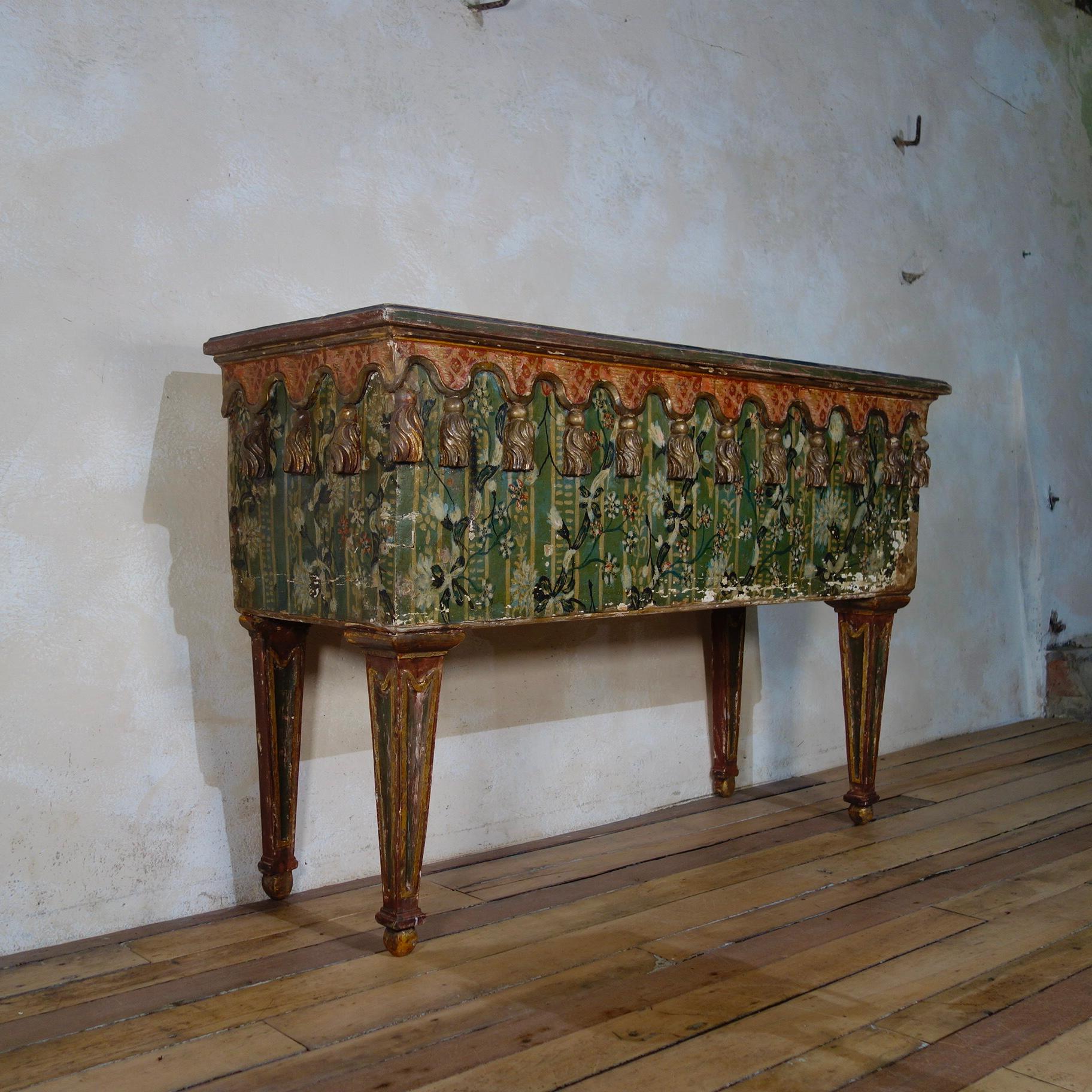 Exceptional 19th Century Italian Polychrome Original Painted Console Side Table In Good Condition In Basingstoke, Hampshire