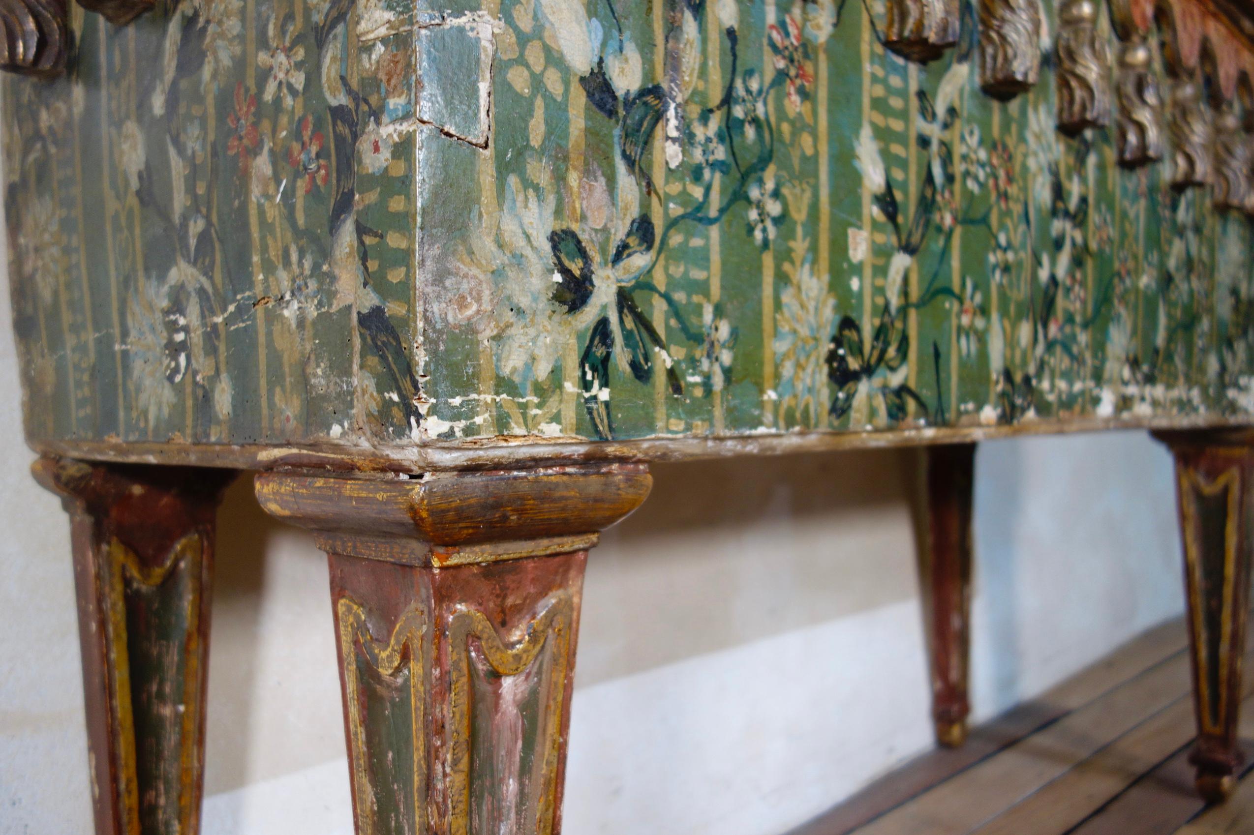 Exceptional 19th Century Italian Polychrome Original Painted Console Side Table 2