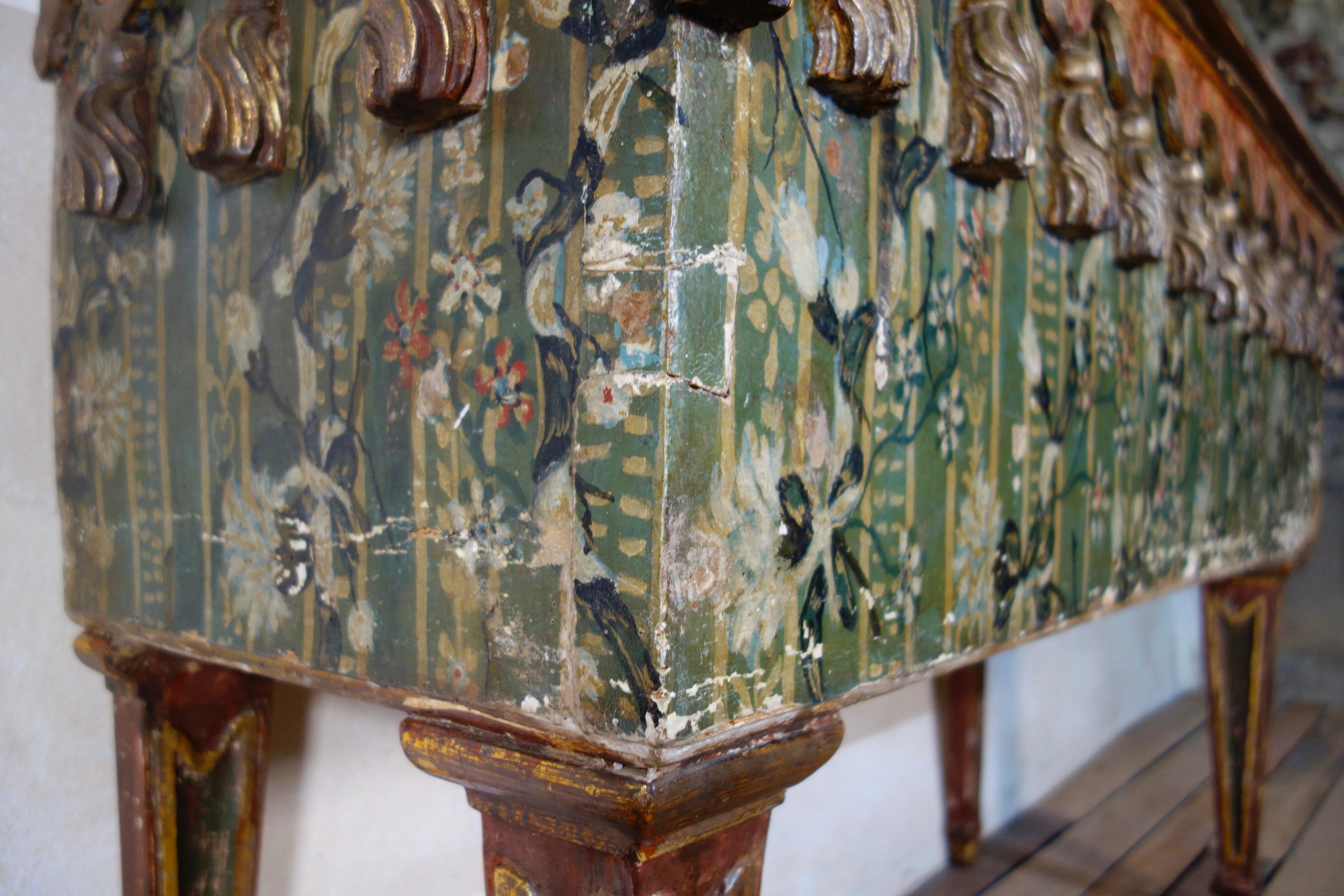 Exceptional 19th Century Italian Polychrome Original Painted Console Side Table 4