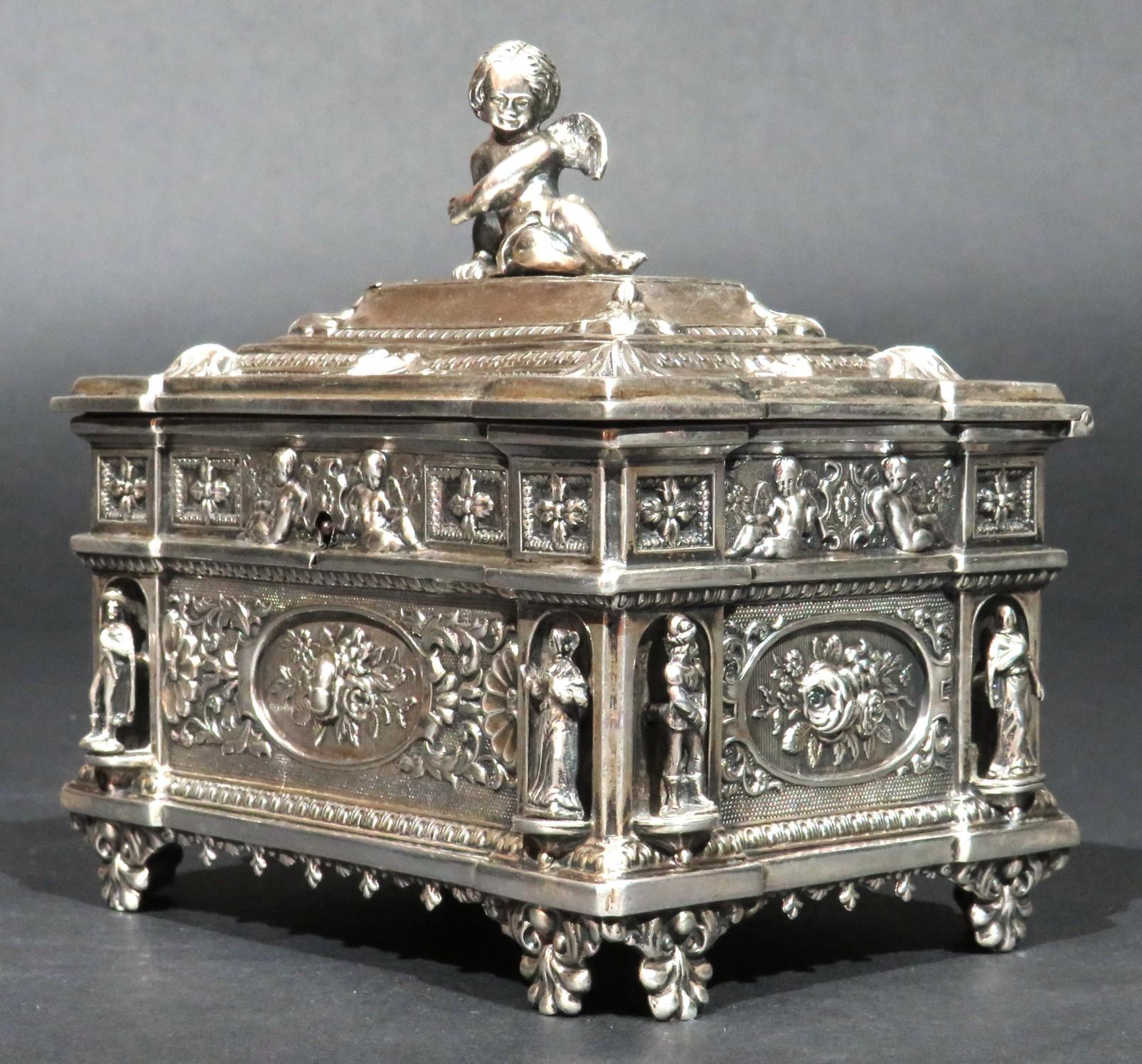 Néo-Renaissance Exceptionnel coffret à sucre en argent de Vienne de style Revive du 19e siècle en vente