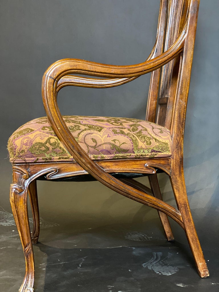Exceptional and Large French Art Nouveau Mahogany Armchair, Eugene
