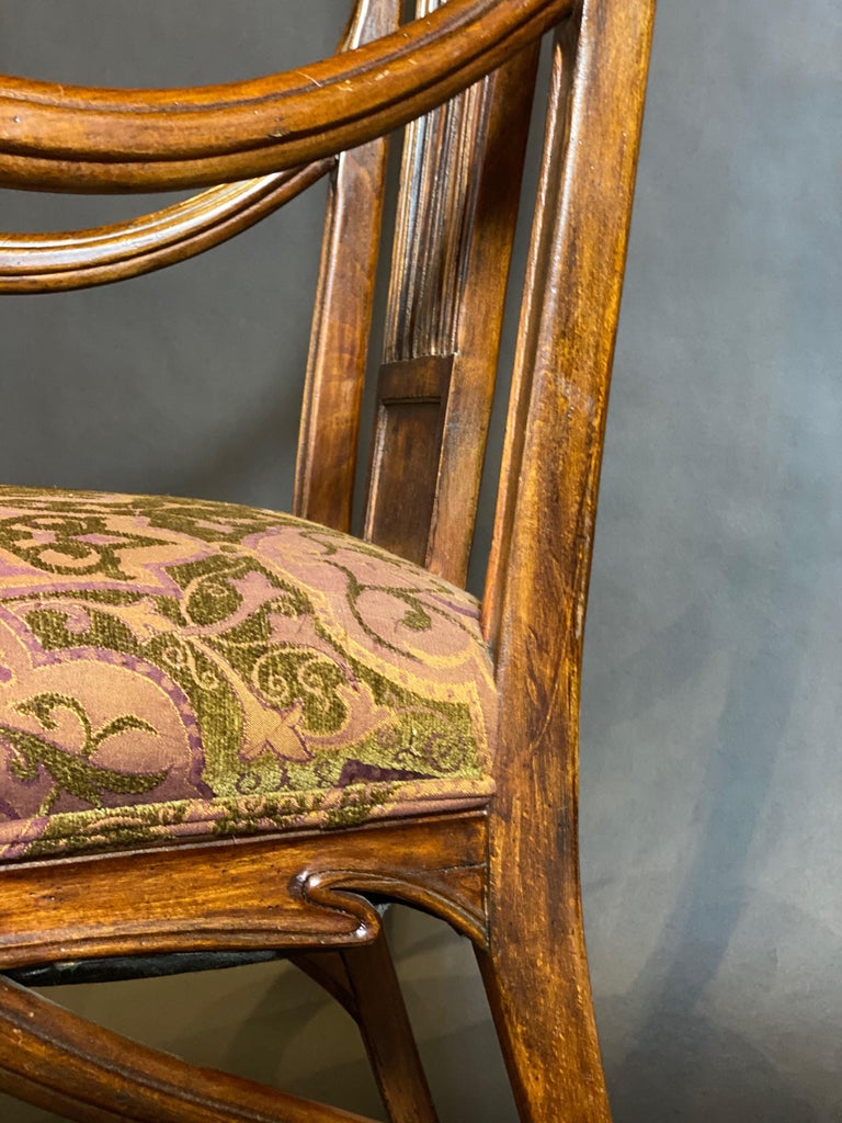 Exceptional and Large French Art Nouveau Mahogany Armchair, Eugene