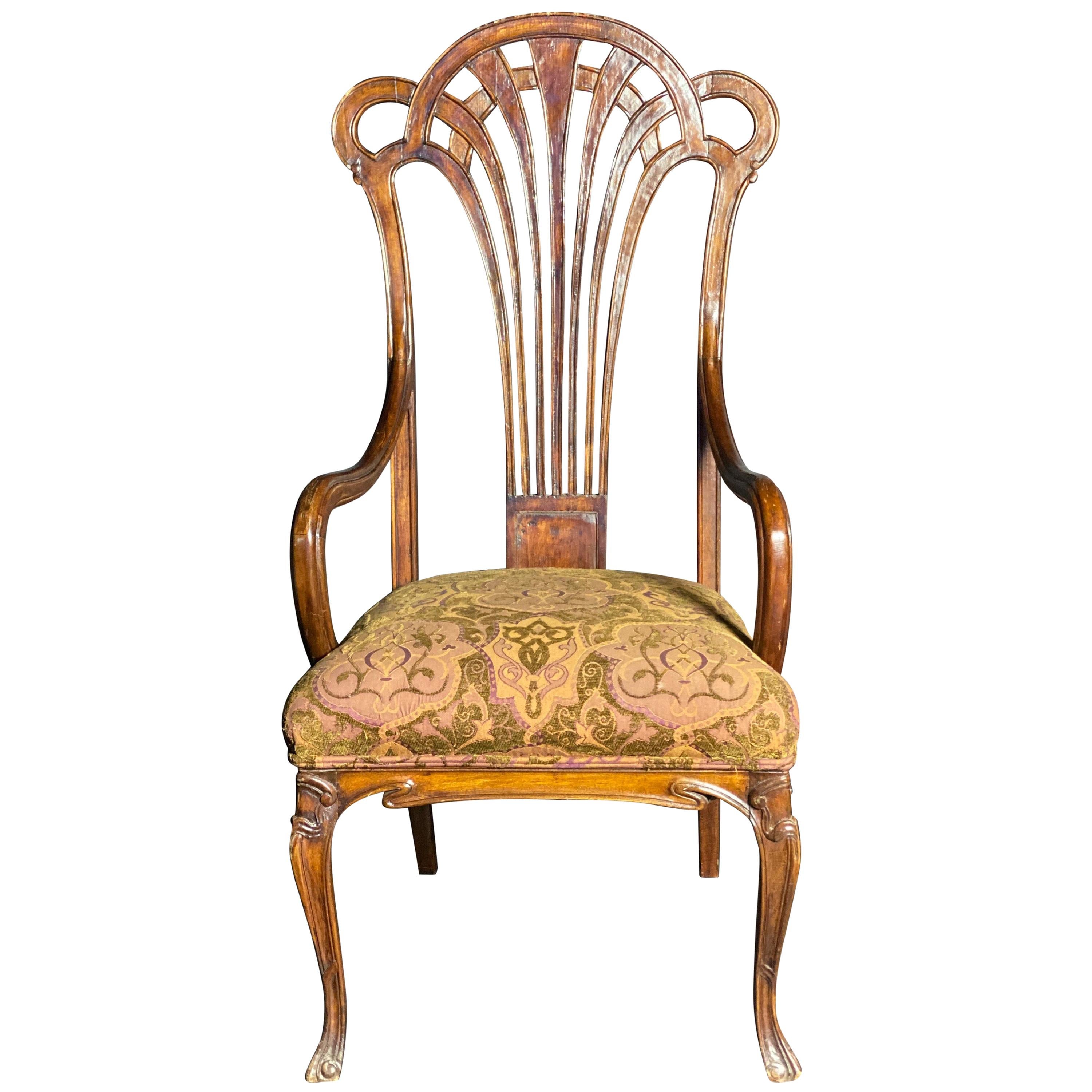 Exceptional and Large French Art Nouveau Mahogany Armchair, Eugene Gaillard