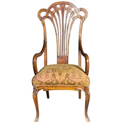 Grand fauteuil exceptionnel français Art Nouveau en acajou:: Eugène Gaillard