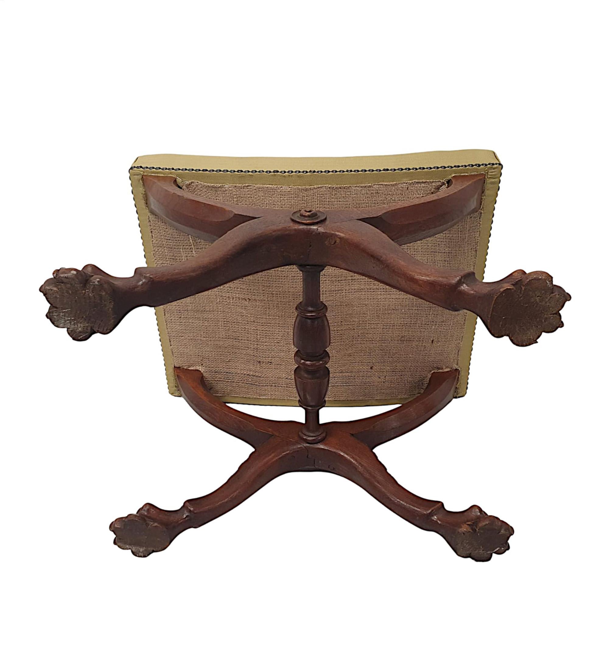 Exceptional and Rare 19th Century Irish X Framed Stool For Sale 4