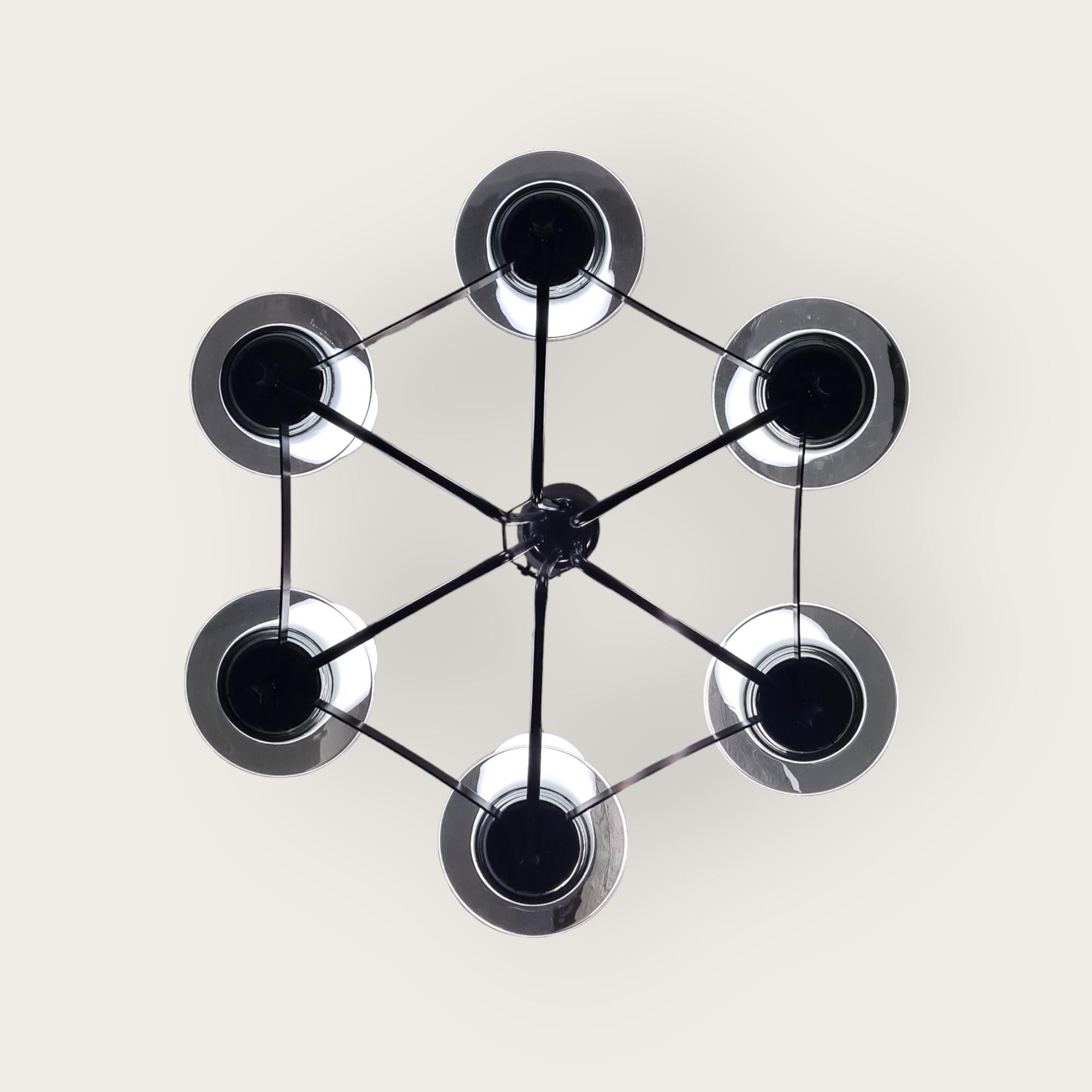 Mid-Century Modern Idman Ceiling Lamp in Black & Opaline, Maria Lindemann, 1950s 6