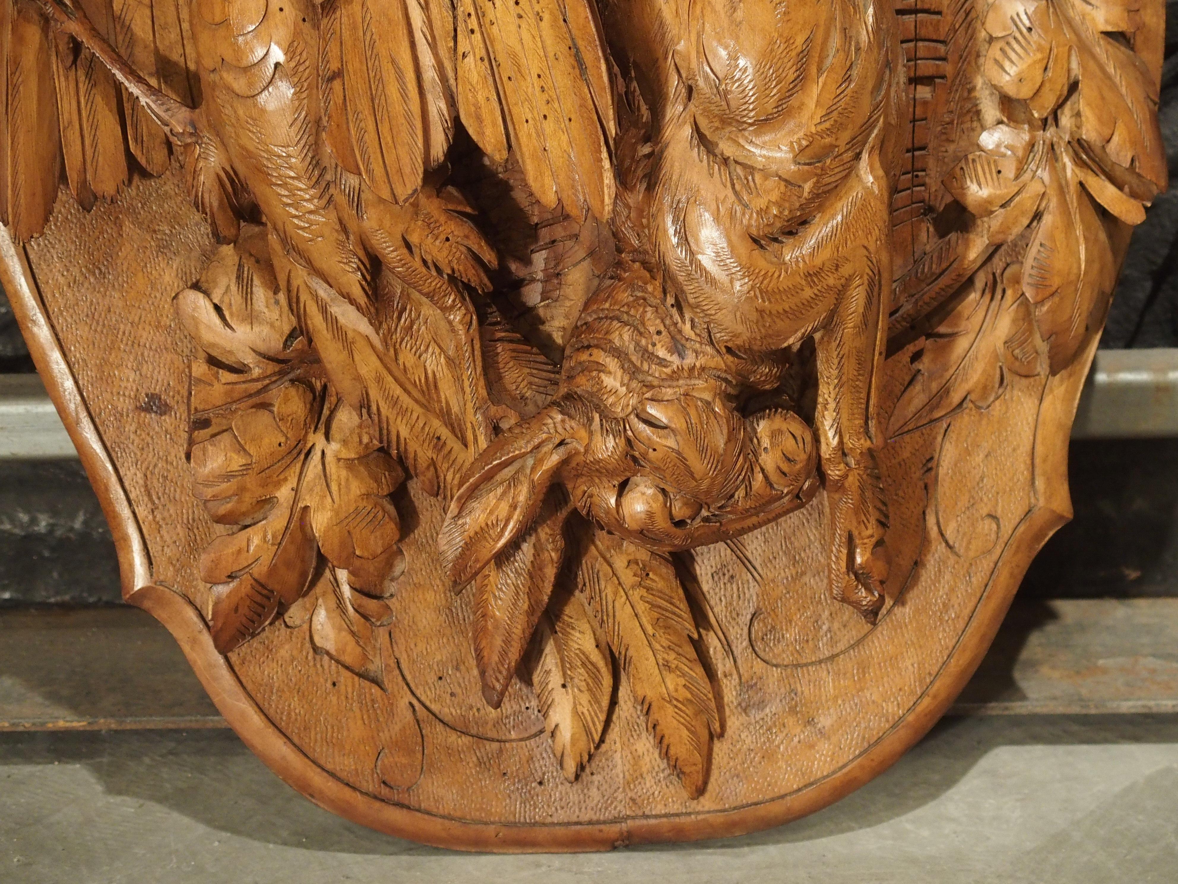 Fruitwood Exceptional Antique French Trophy Carving with Rabbit and Bird, circa 1830