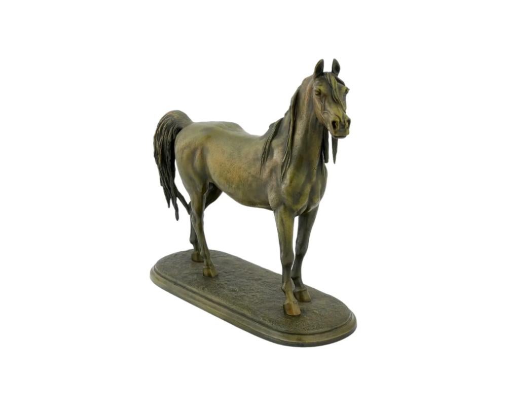 Sconosciuto Eccezionale scultura di stallone in bronzo di cavallo arabo, attribuita a Christophe in vendita