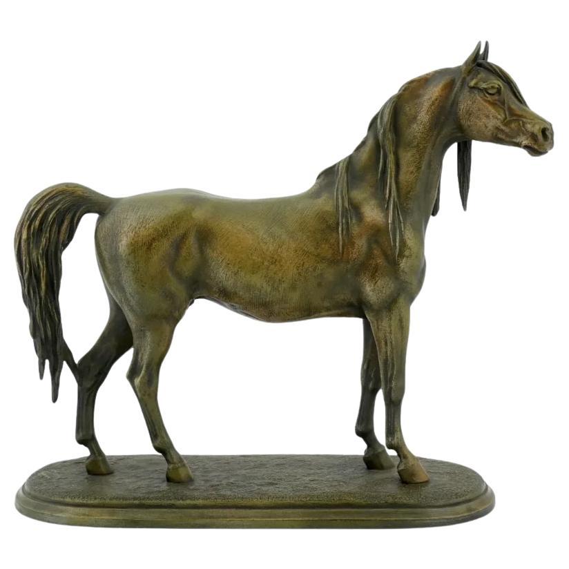 Excepcional escultura de semental de bronce de caballo árabe, atribuida a Christophe