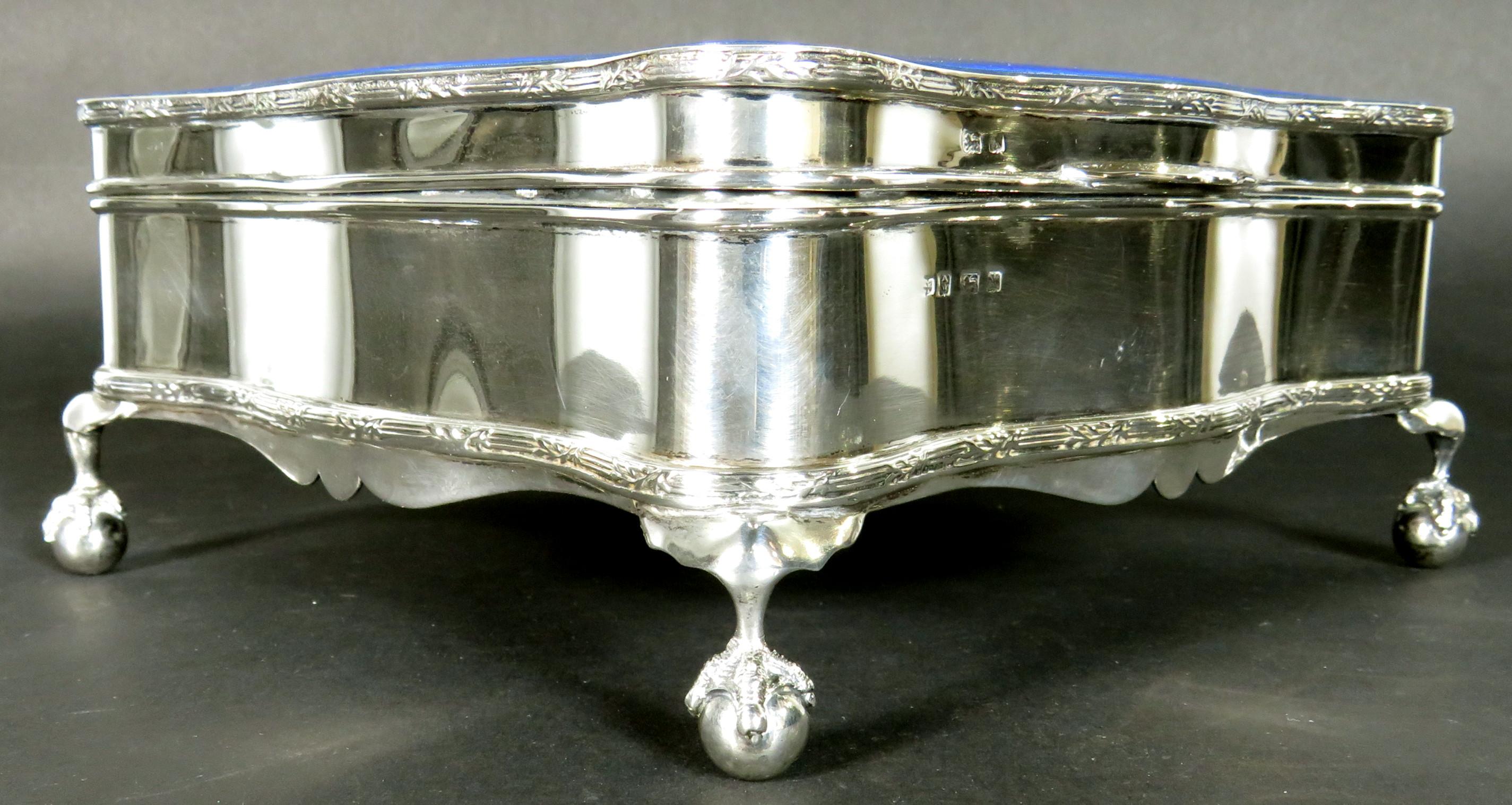Sterling Silver An Exceptionally Large Art Deco Silver & Enamel Jewelry Box, Birmingham 1922