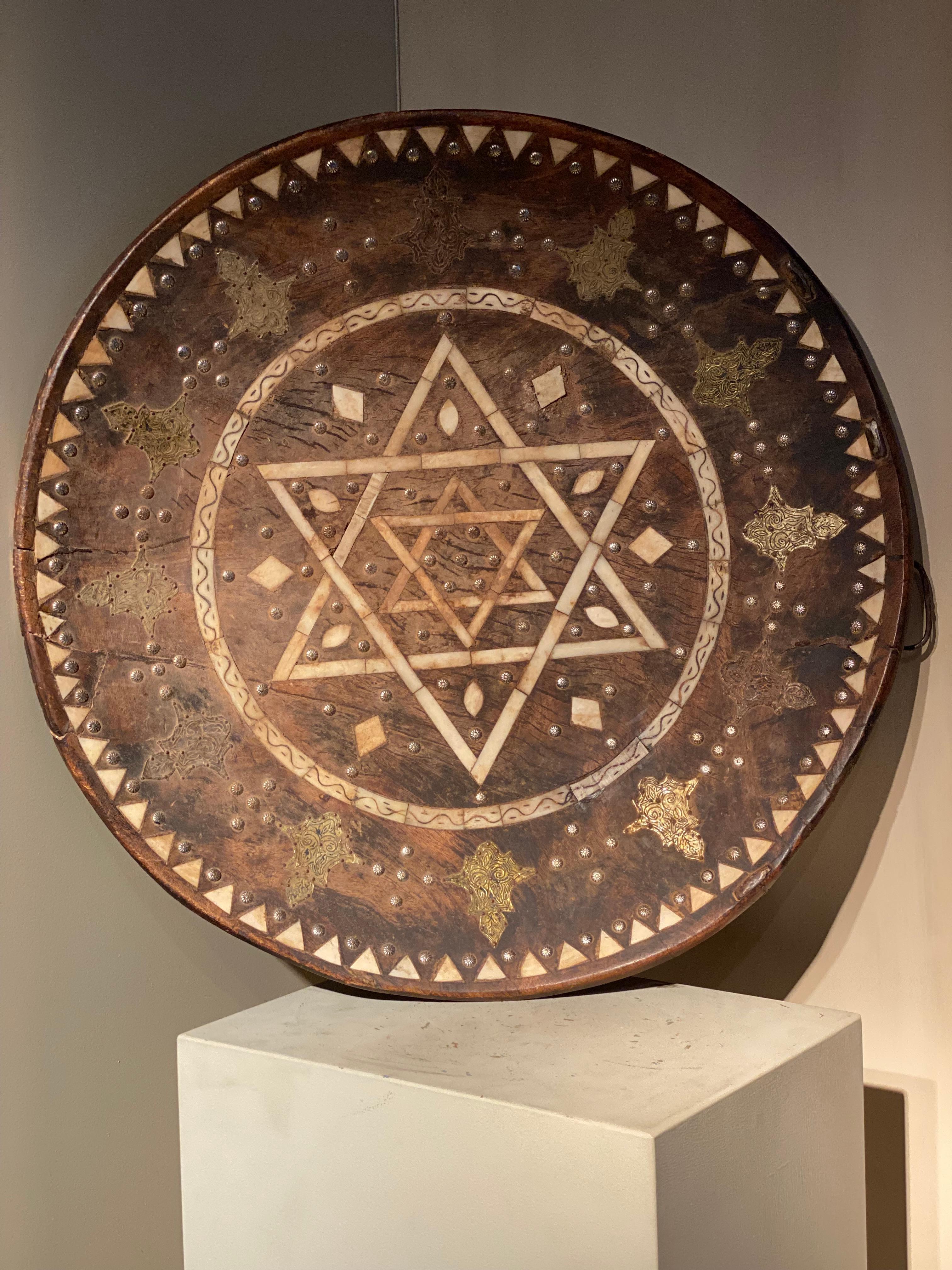 Carved An exceptional Berber Wooden Plate For Sale