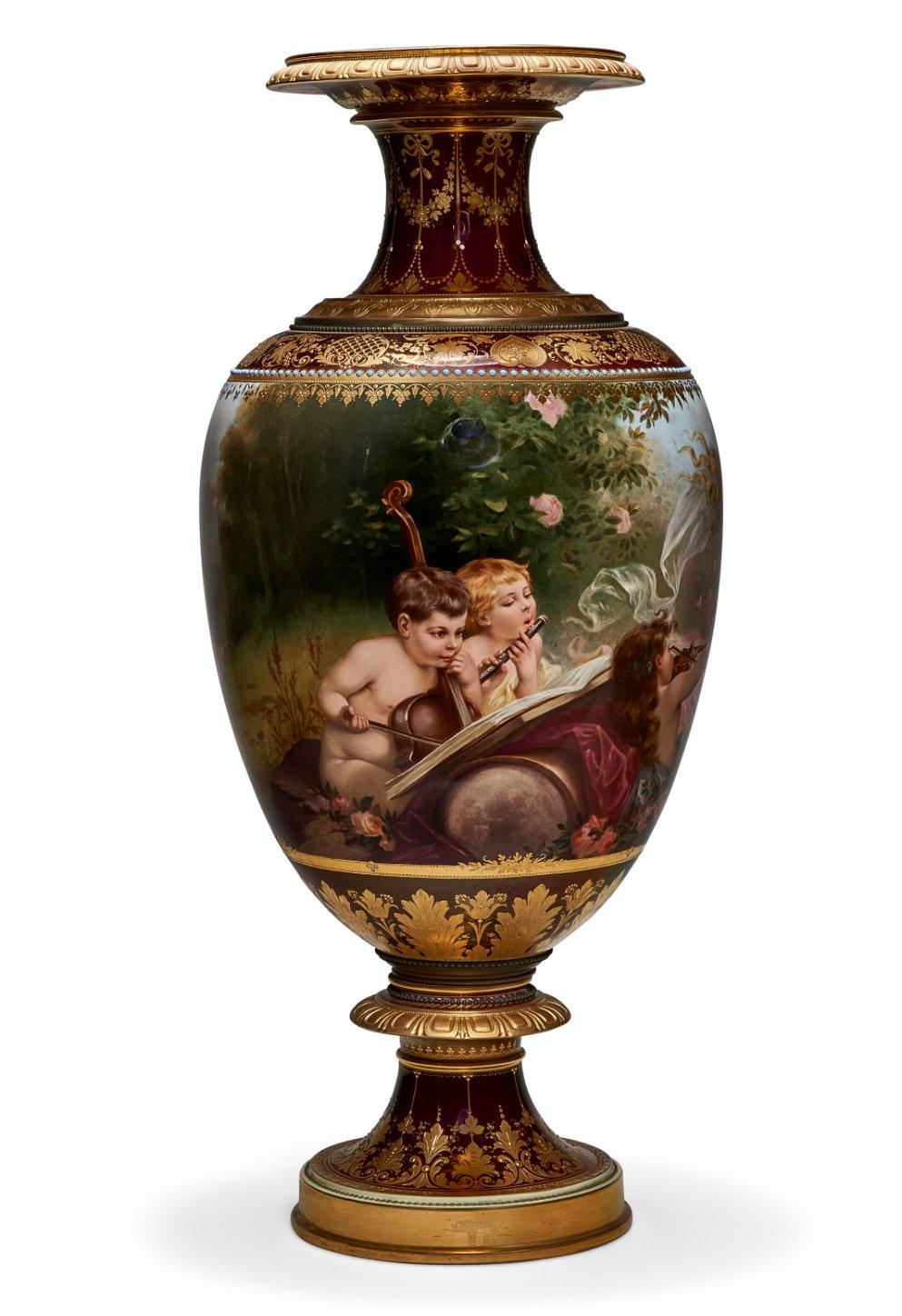 German An Exceptional Berlin KPM Iridescent Jeweled Porcelain Vase 