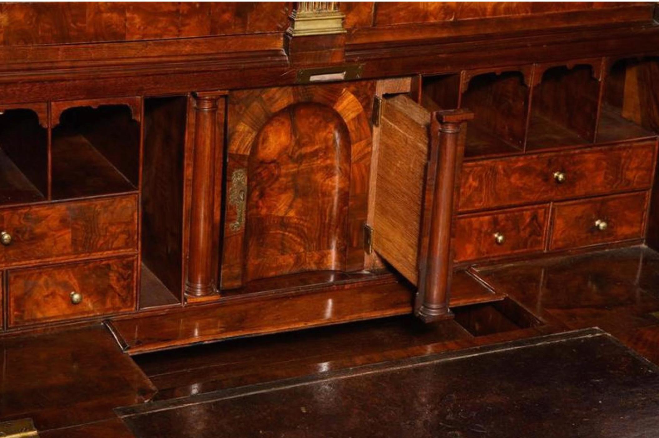 Baroque An Exceptional Burl Walnut Bureau Bookcase For Sale