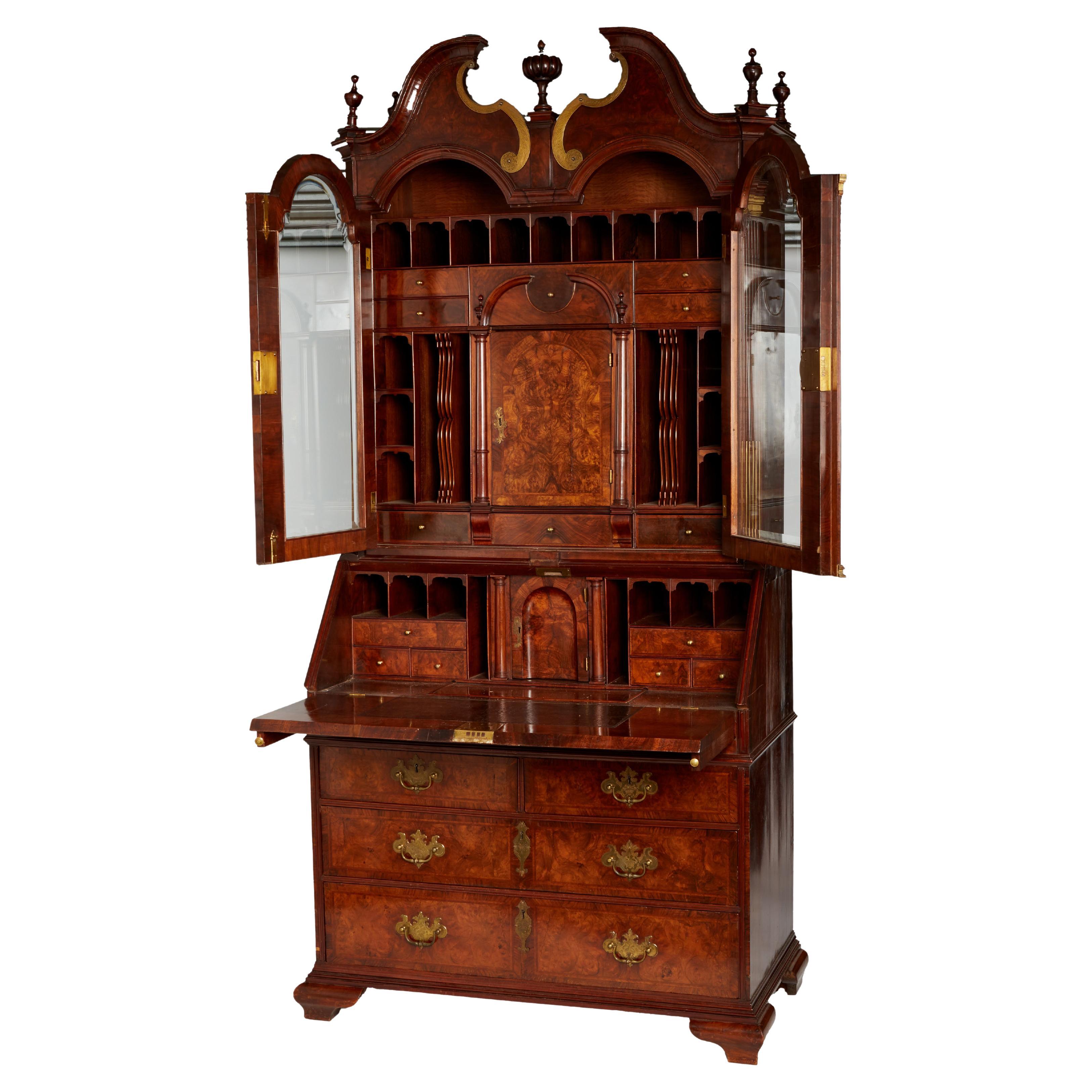 An Exceptional Burl Walnut Bureau Bookcase