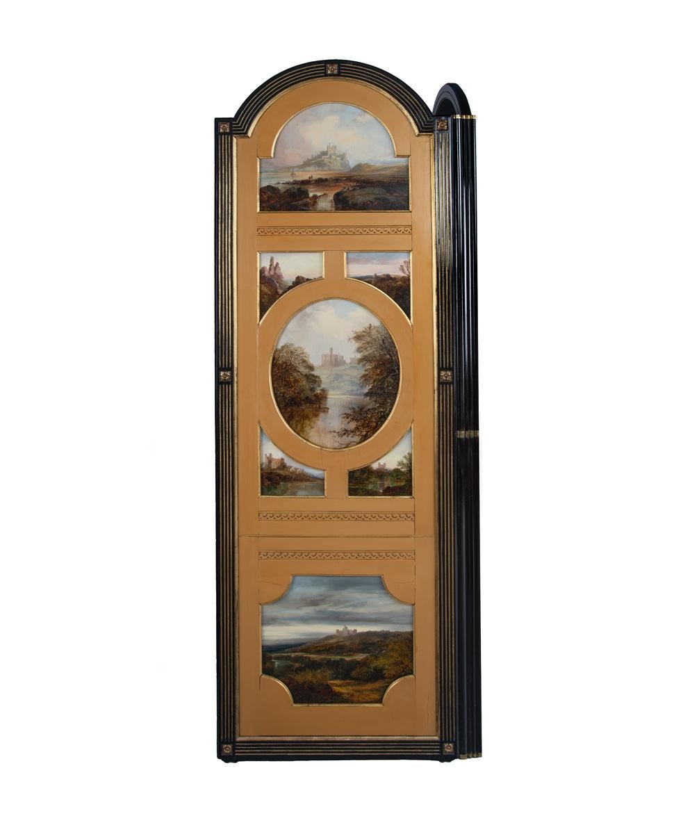 An exceptional documented folding screen made by T. Robertson and Sons of Alnwick in 1877 with paintings of Northumberland castles by Thomas Henry Gibb

This truly exceptional screen has been in some very famous 20th century collections, including