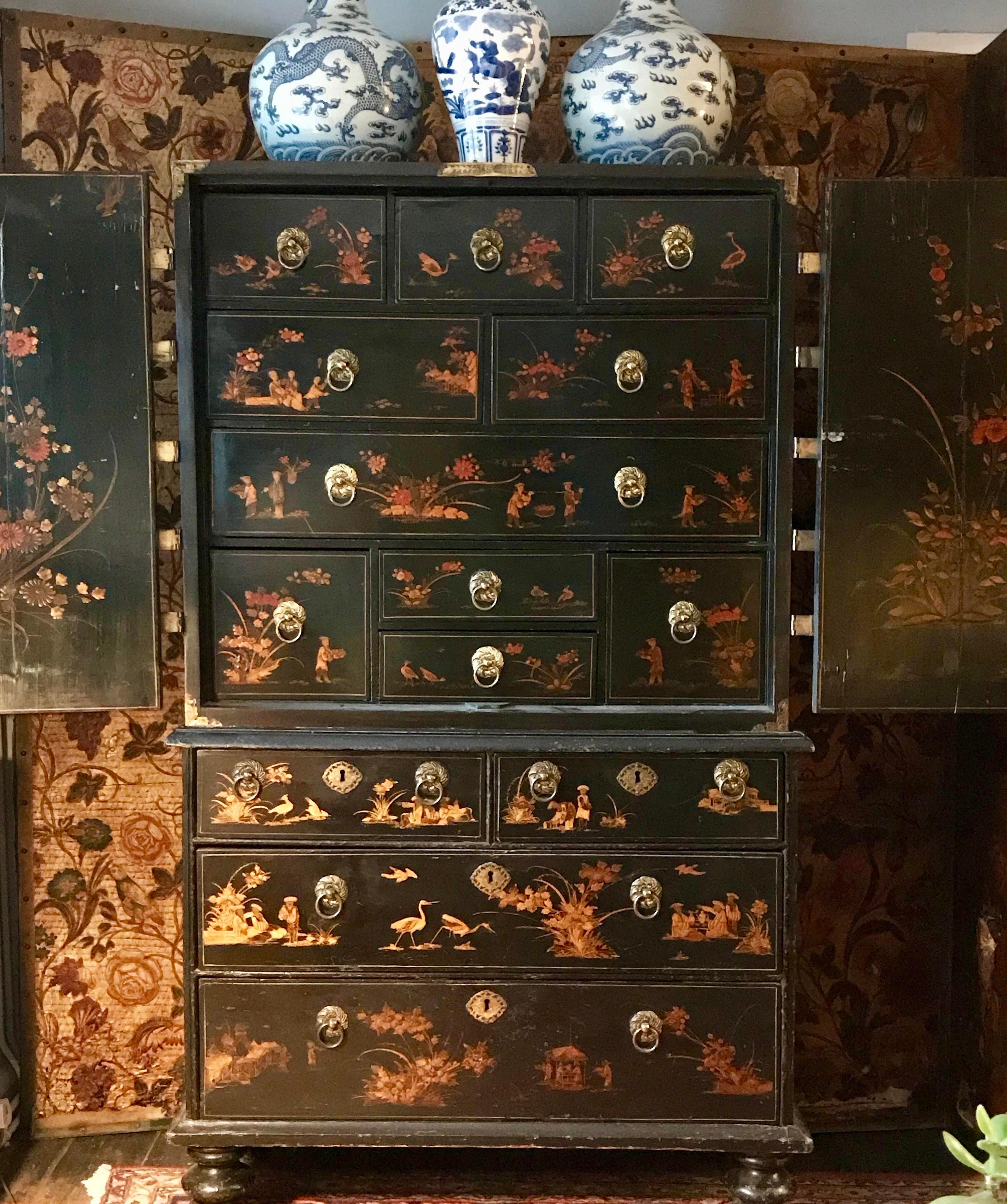 William and Mary William & Mary period japanned/ lacquer cabinet - RESERVED