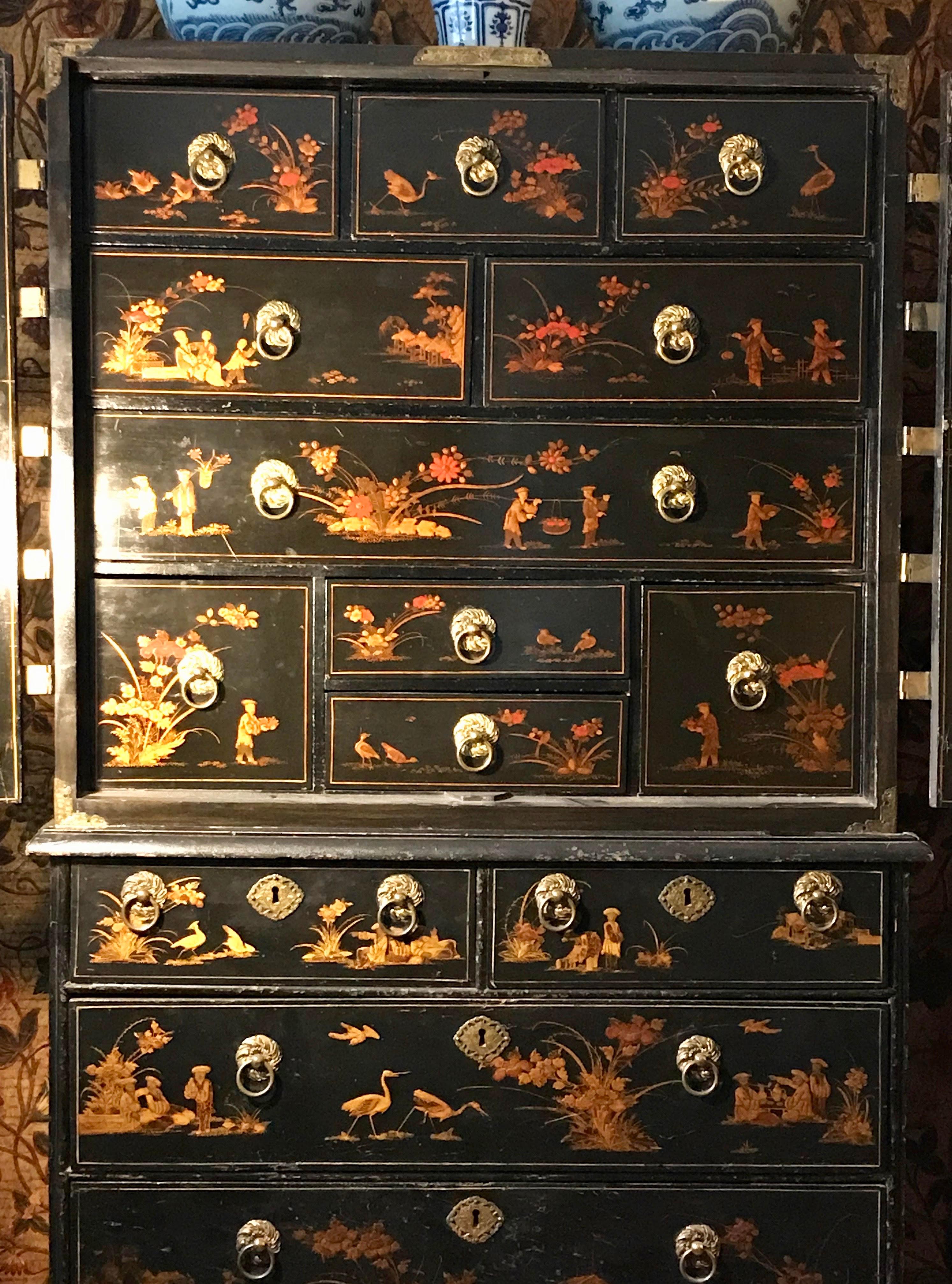 English William & Mary period japanned/ lacquer cabinet - RESERVED