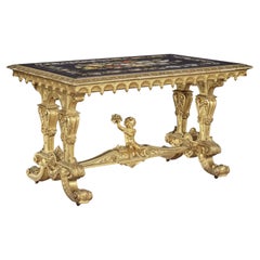 An Exceptional Florentine Pietra Dura and Giltwood Center Table, Circa 1880