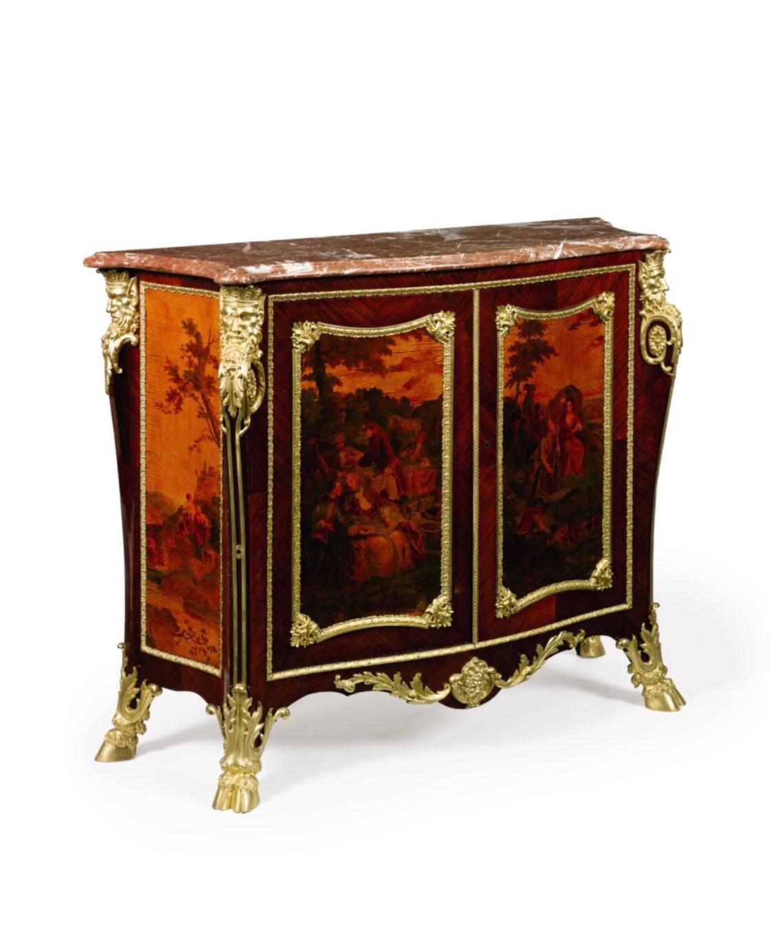 Napoleone III Eccezionale commode francese in ormolu e Vernis Martin, attribuito a Dasson in vendita