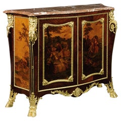 Eccezionale commode francese in ormolu e Vernis Martin, attribuito a Dasson