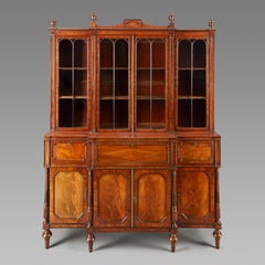 Exceptional George III Period Mahogany Breakfront Bookcase or Display Cabinet