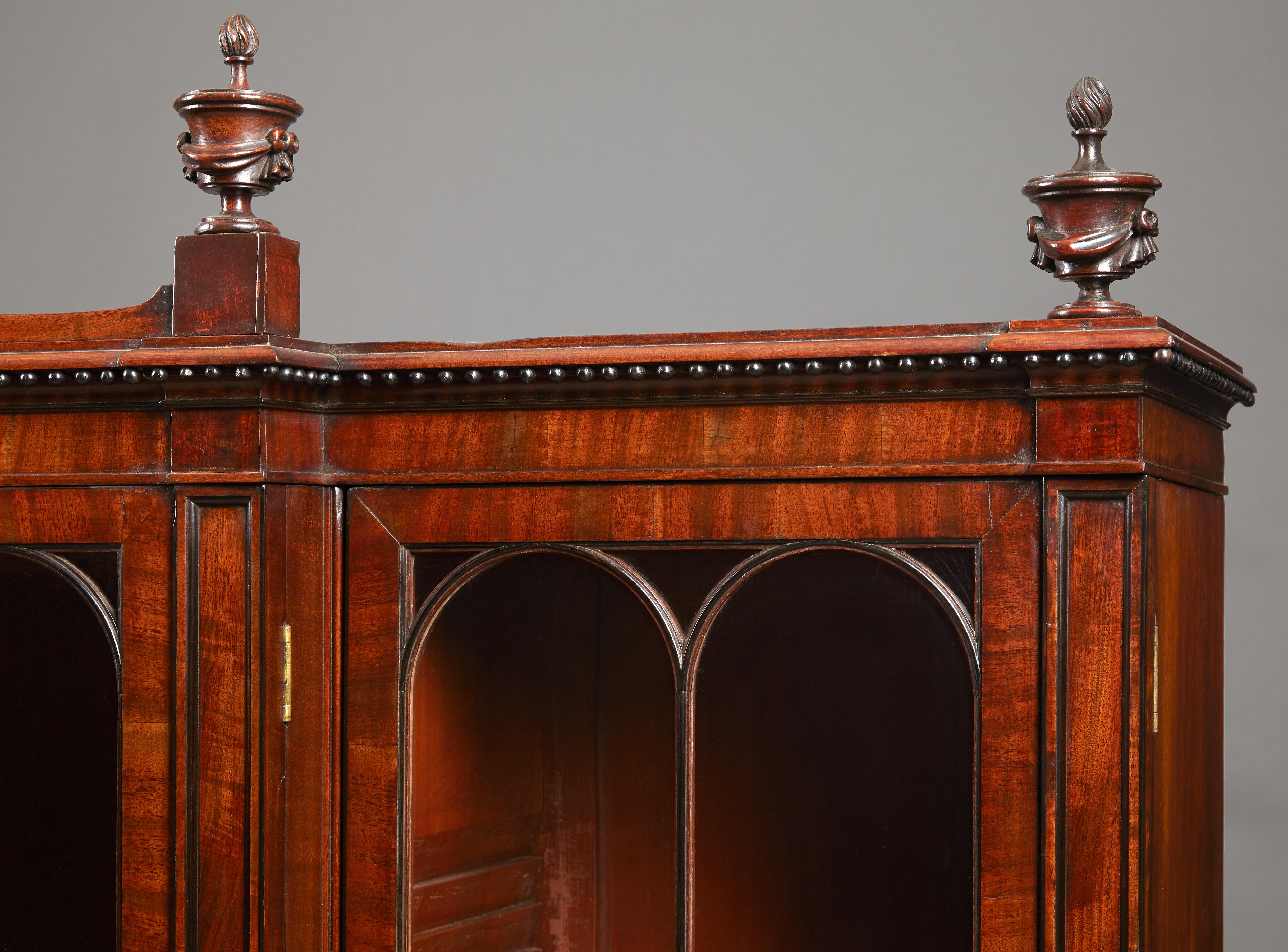 19th Century Exceptional George III Period Mahogany Breakfront Bookcase or Display Cabinet For Sale