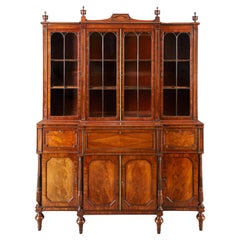 Exceptional George III Period Mahogany Breakfront Bookcase or Display Cabinet