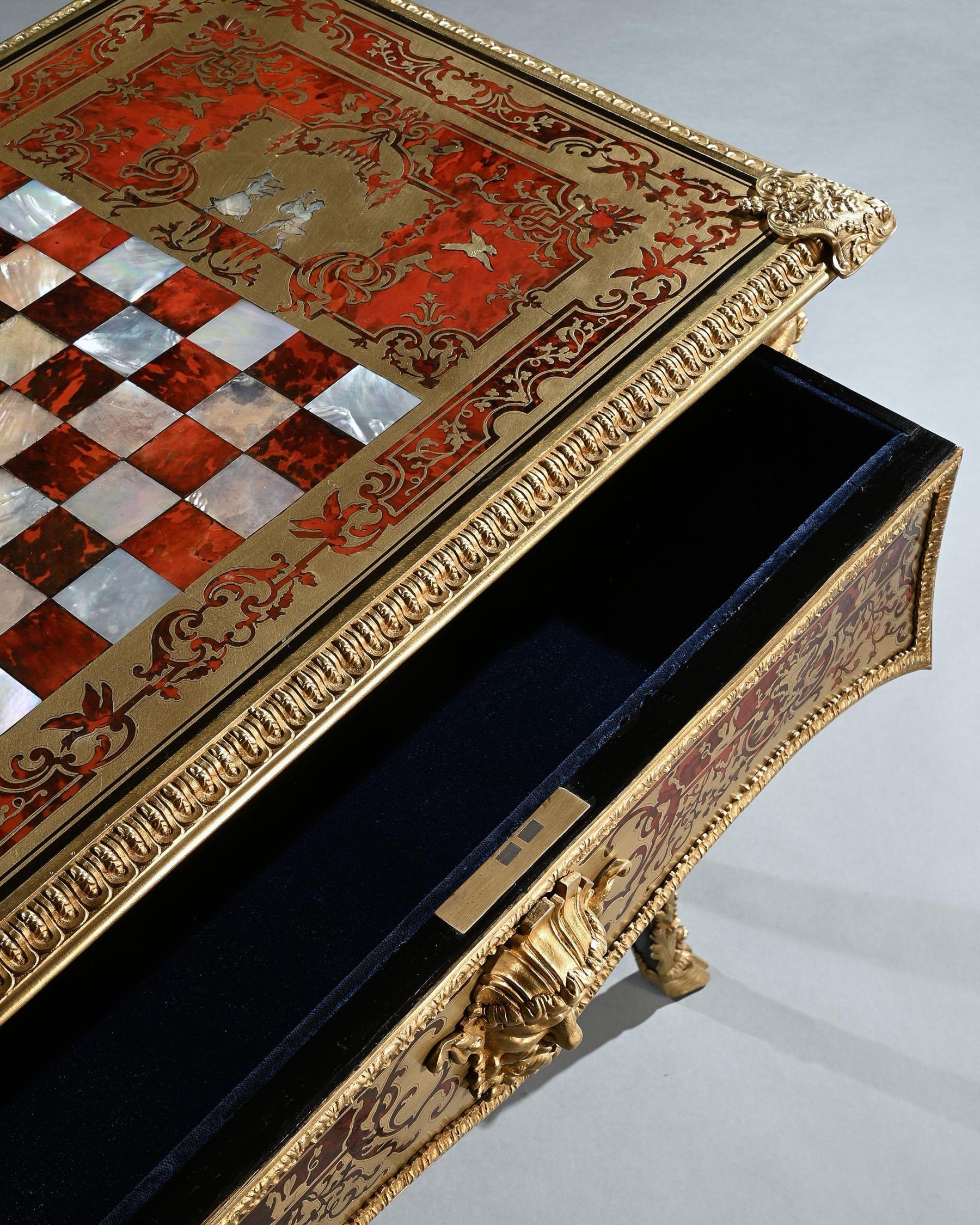 An Exceptional George Iv Period Boulle Games Table Attributed to Thomas Parker For Sale 3