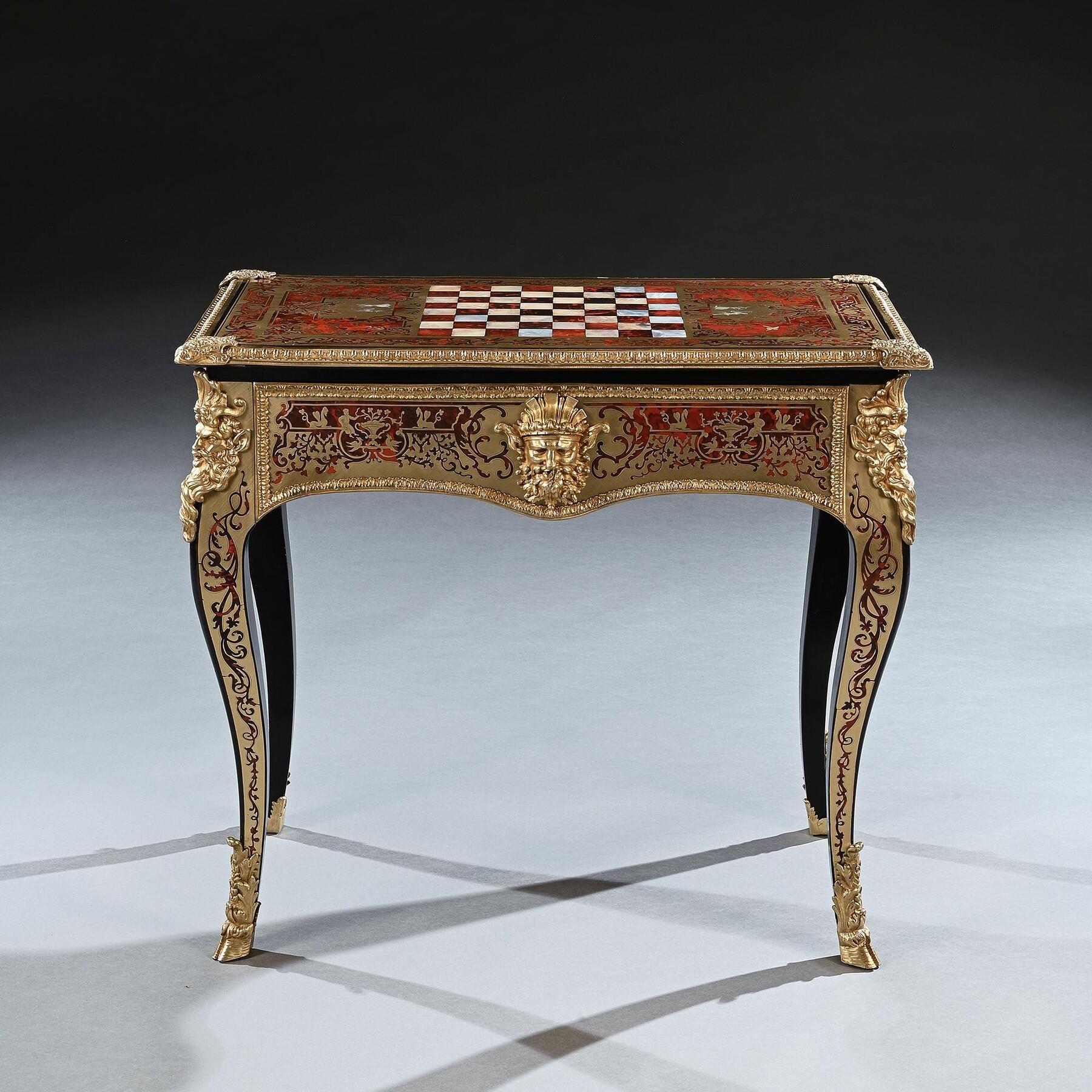 Louis XVI Exceptionnelle table de jeu Boulle d'époque George Iv attribuée à Thomas Parker en vente