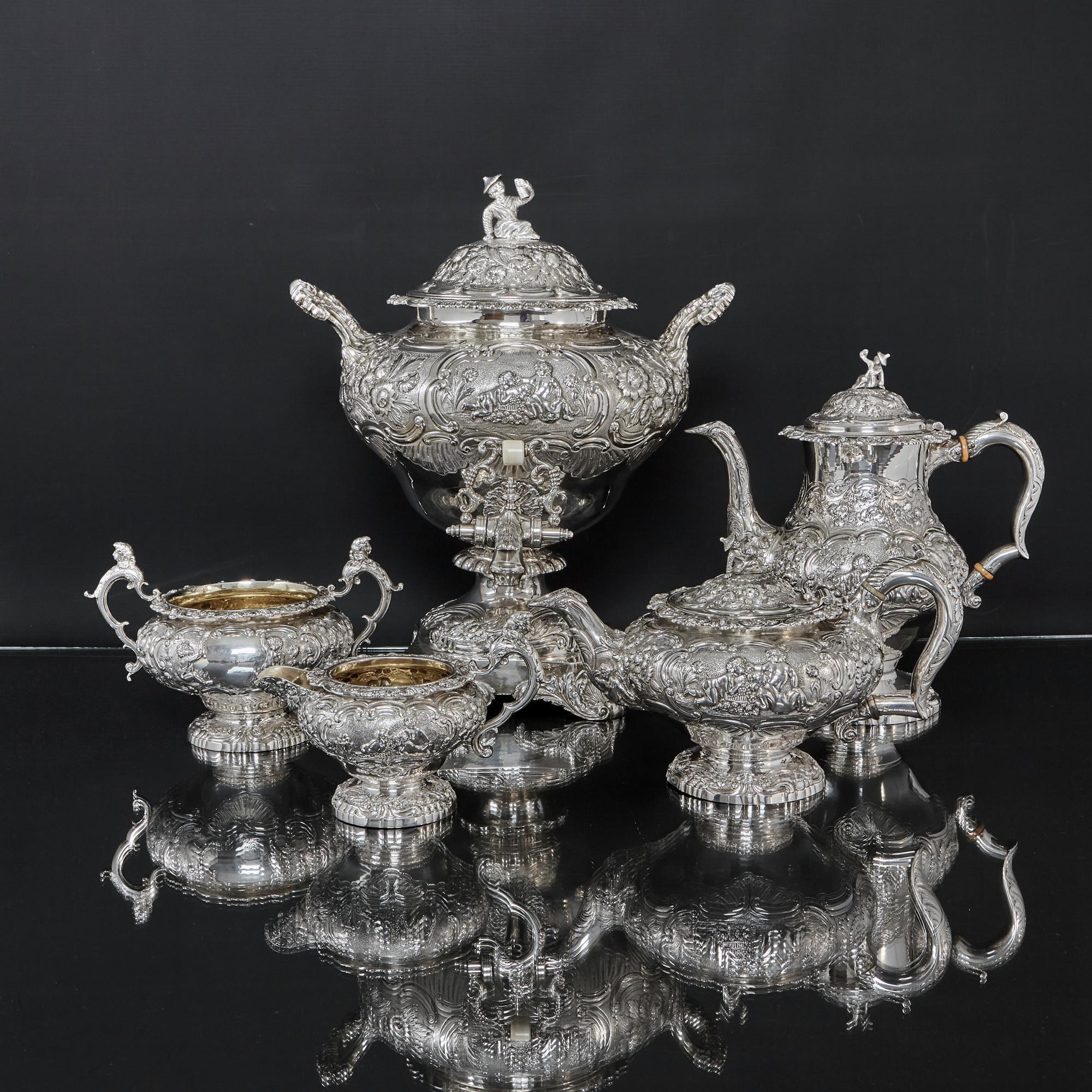 Exceptional Georgian Silver Five Piece Tea and Coffee Set 10