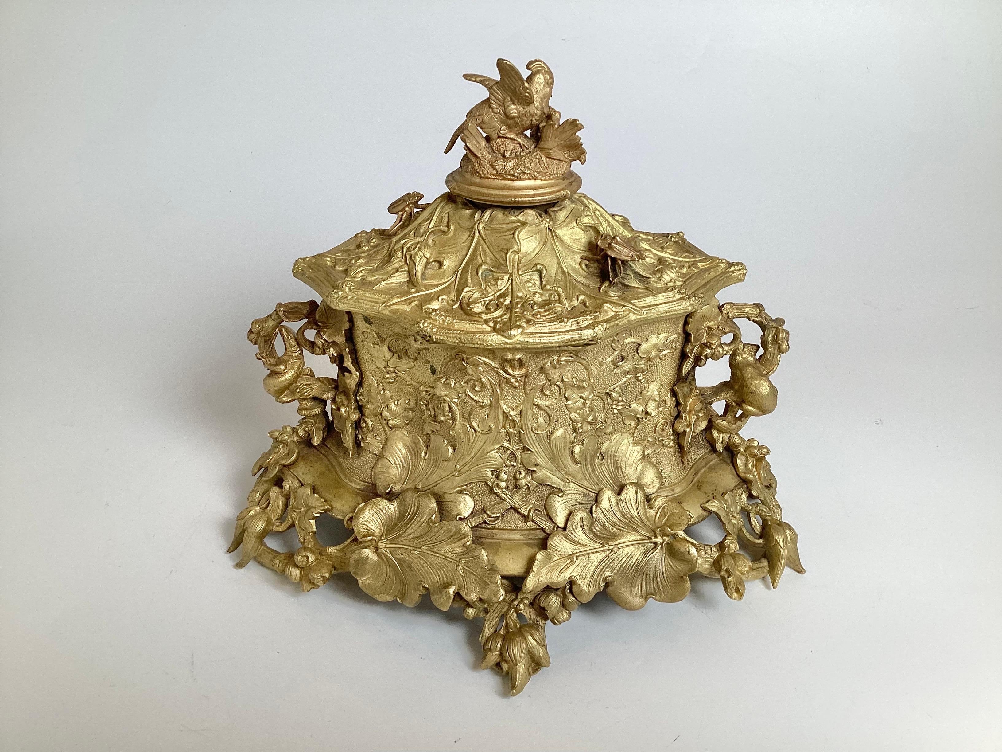 Aesthetic Movement An Exceptional Gilt Bronze French 19th Century Jewelry Casket For Sale