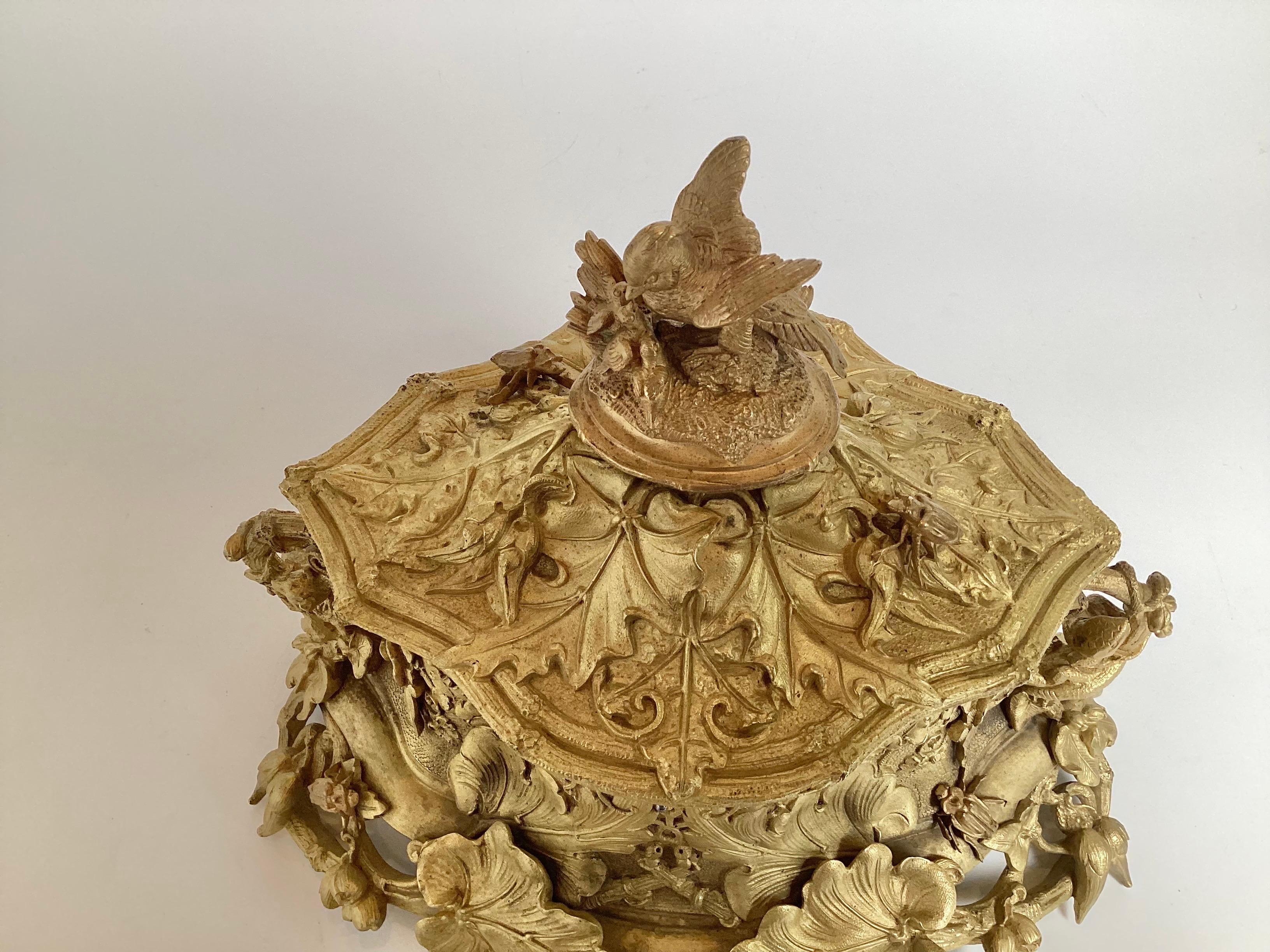 Late 19th Century An Exceptional Gilt Bronze French 19th Century Jewelry Casket For Sale