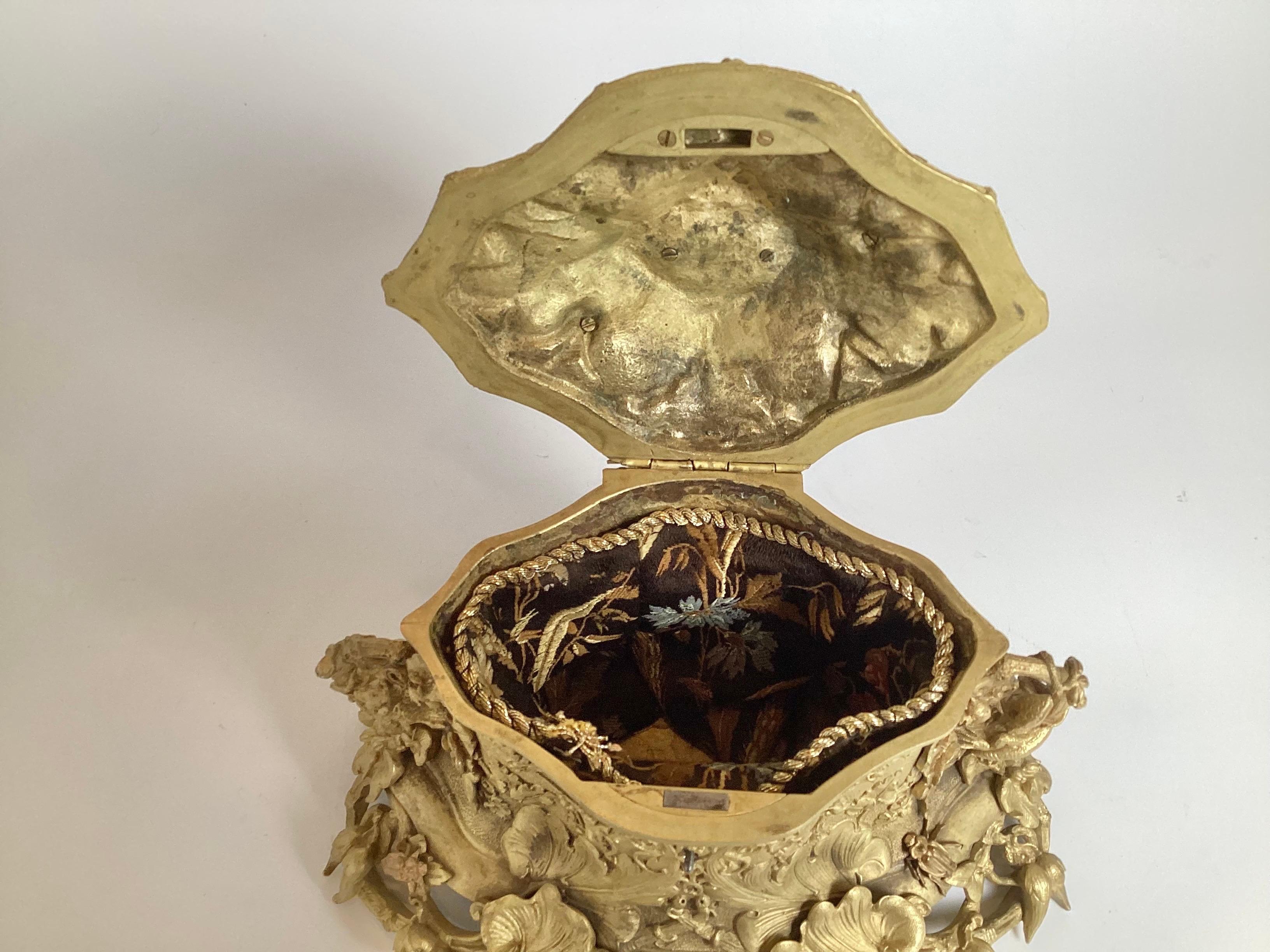 An Exceptional Gilt Bronze French 19th Century Jewelry Casket For Sale 2