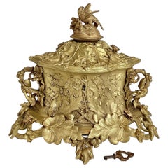 An Exceptional Gilt Bronze French 19th Century Jewelry Casket