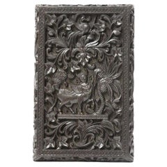 Exceptional Indian Raj Period Carved Ebony Calling Card Case