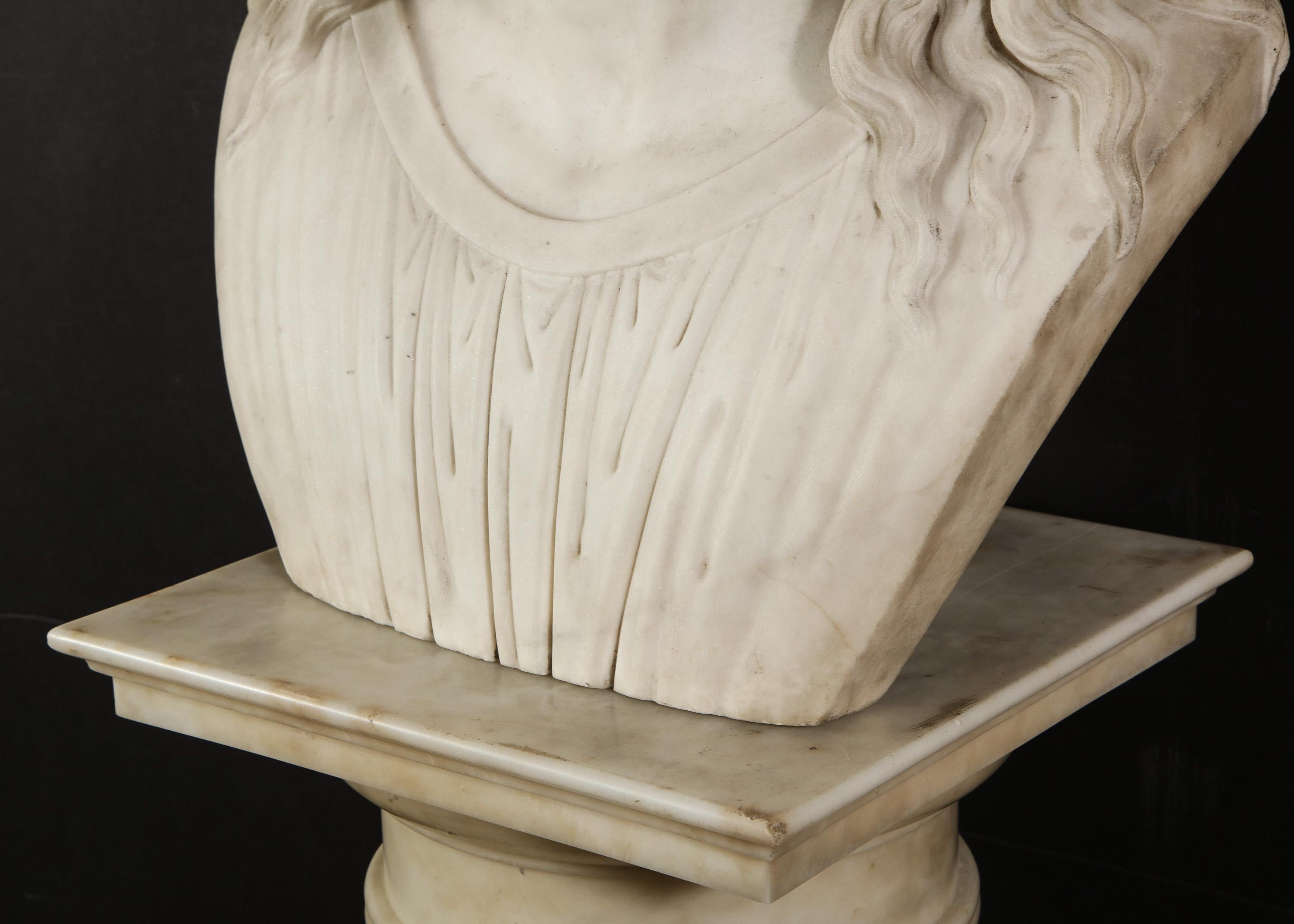 Exceptional Italian Carved White Marble Bust of Jesus Christ, circa 1860 9