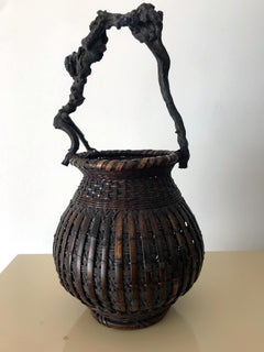 Exceptional Japanese Bamboo Basket Ikebana from Meiji Period