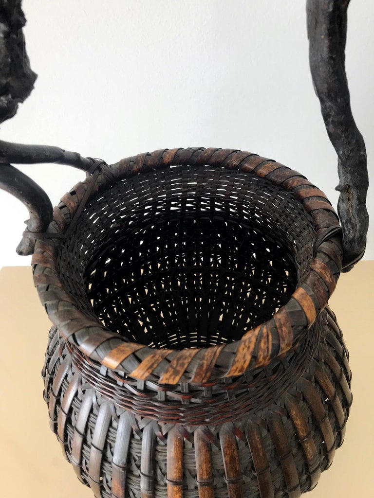 Exceptional Japanese Bamboo Basket Ikebana from Meiji Period For Sale at 1stDibs
