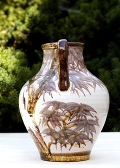 Eine außergewöhnliche Krugvase von Jasba Keramik  Modell 3046 – Handbemalter Kran, 1960