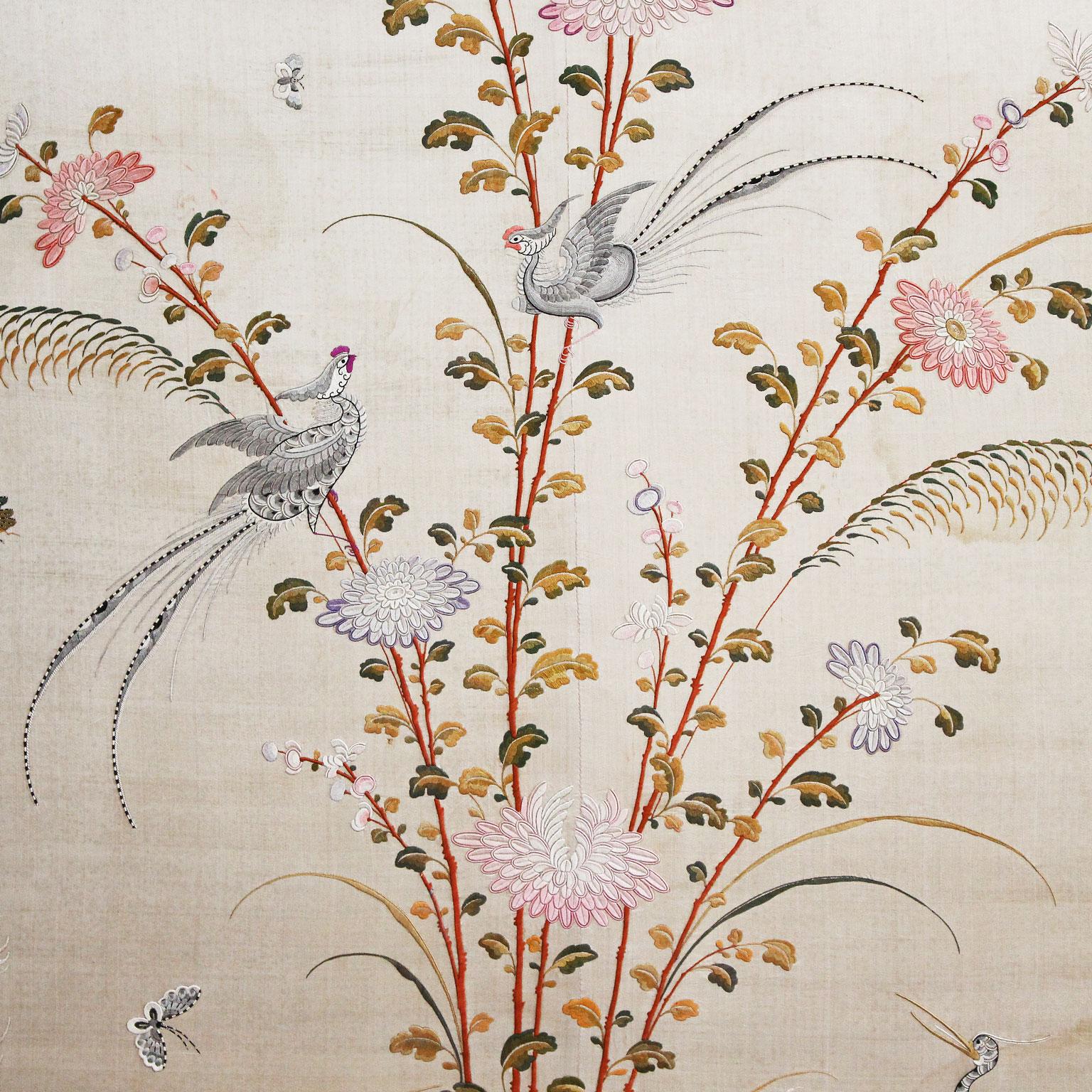 Mid-19th Century Exceptional Large Antique Chinese Silk Embroidery