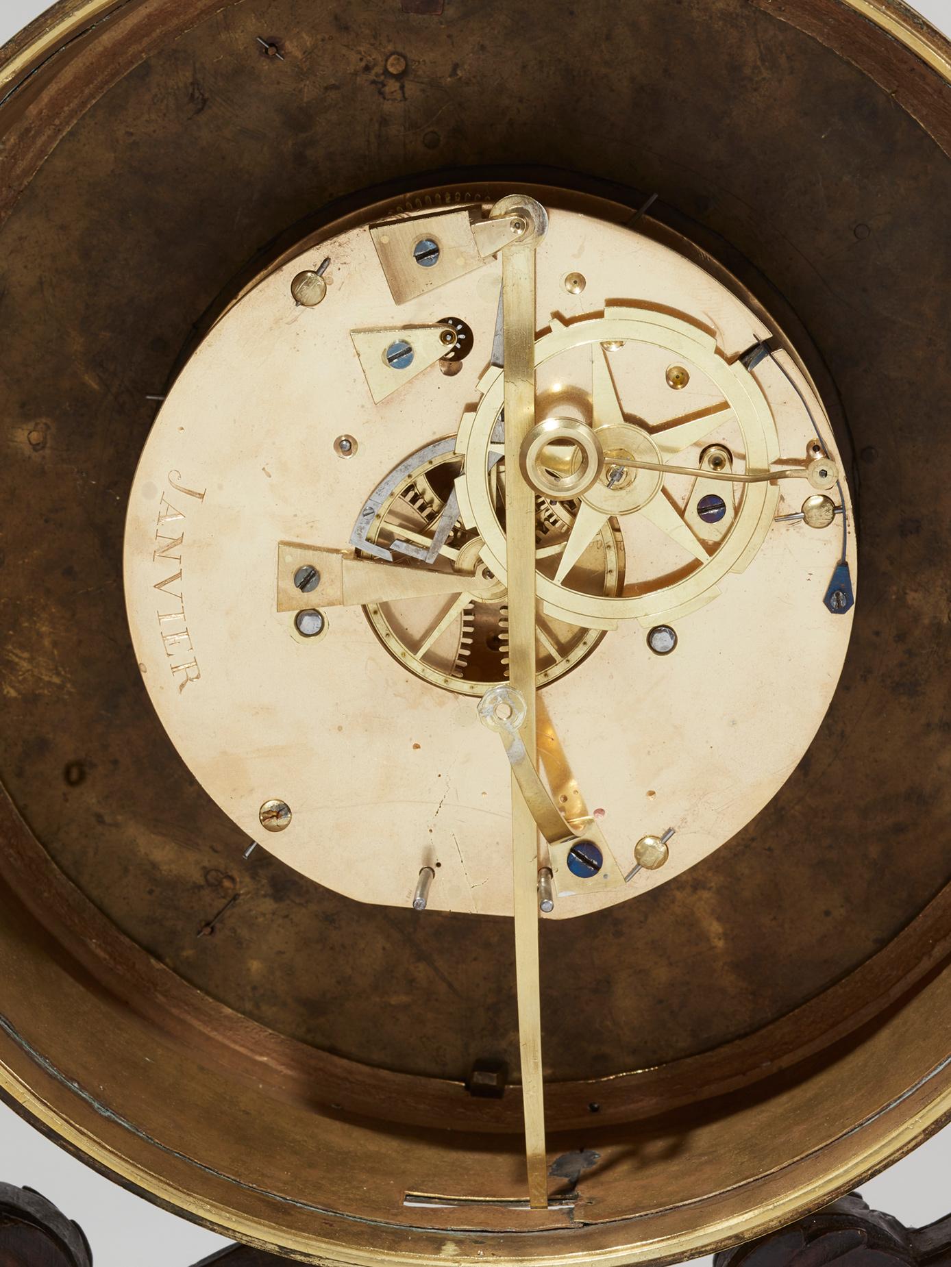 Walnut An exceptional large Oscillating clock by A Janvier  For Sale