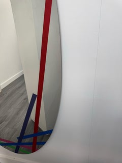 Un magnifique miroir d'art de grande taille, de forme ovale, signé. Piero Dorazio, vers 1978