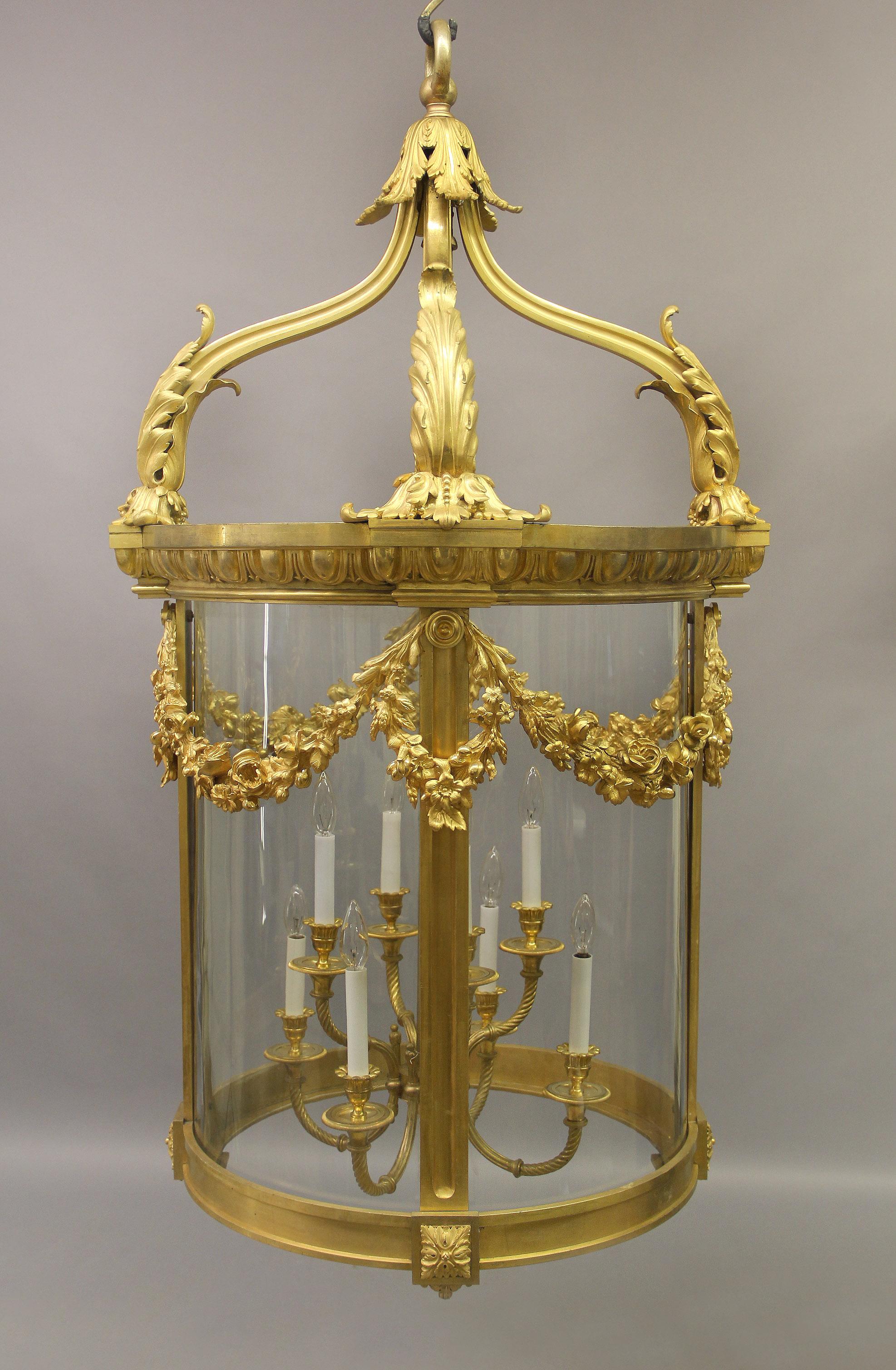 Belle Époque Exceptional Late 19th Century Gilt Bronze Palatial Eight Light Lantern For Sale