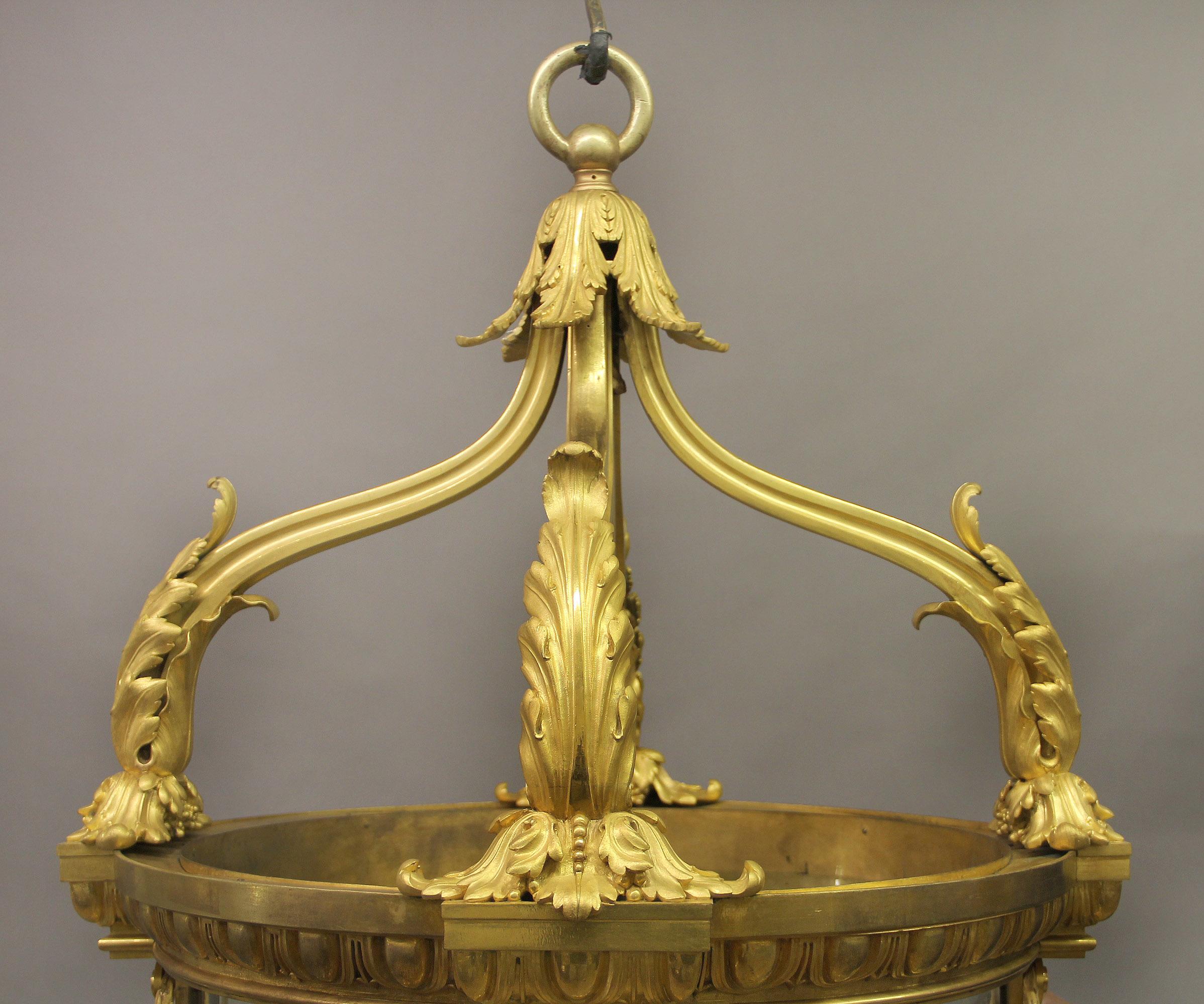 French Exceptional Late 19th Century Gilt Bronze Palatial Eight Light Lantern For Sale