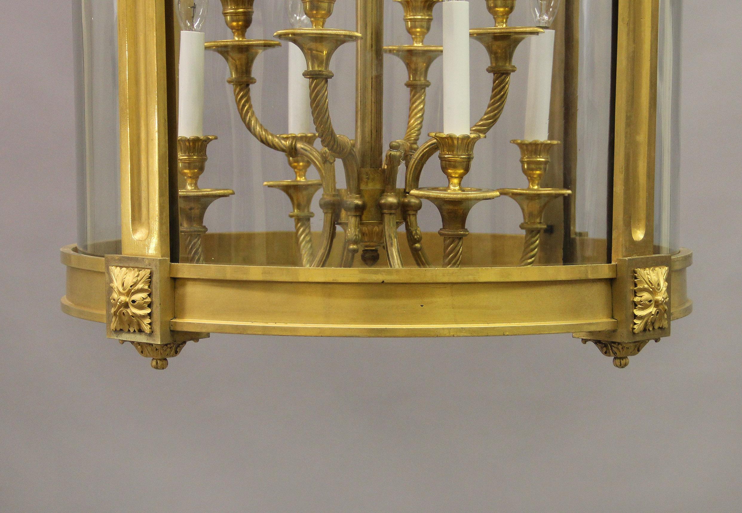 Außergewöhnliche achtflammige Palastlaterne aus vergoldeter Bronze aus dem späten 19. Jahrhundert im Angebot 2